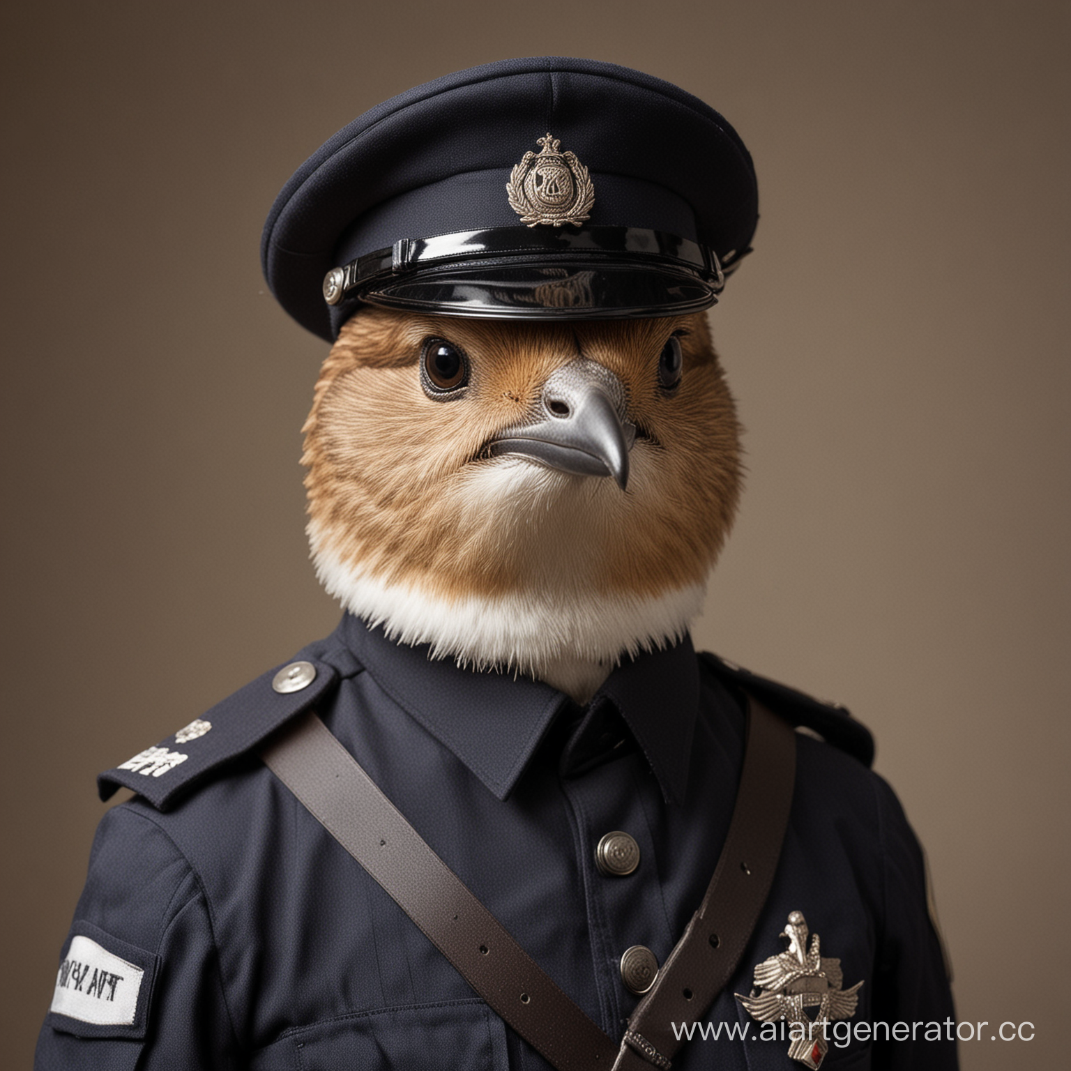 a swift bird in a policeman's uniform
