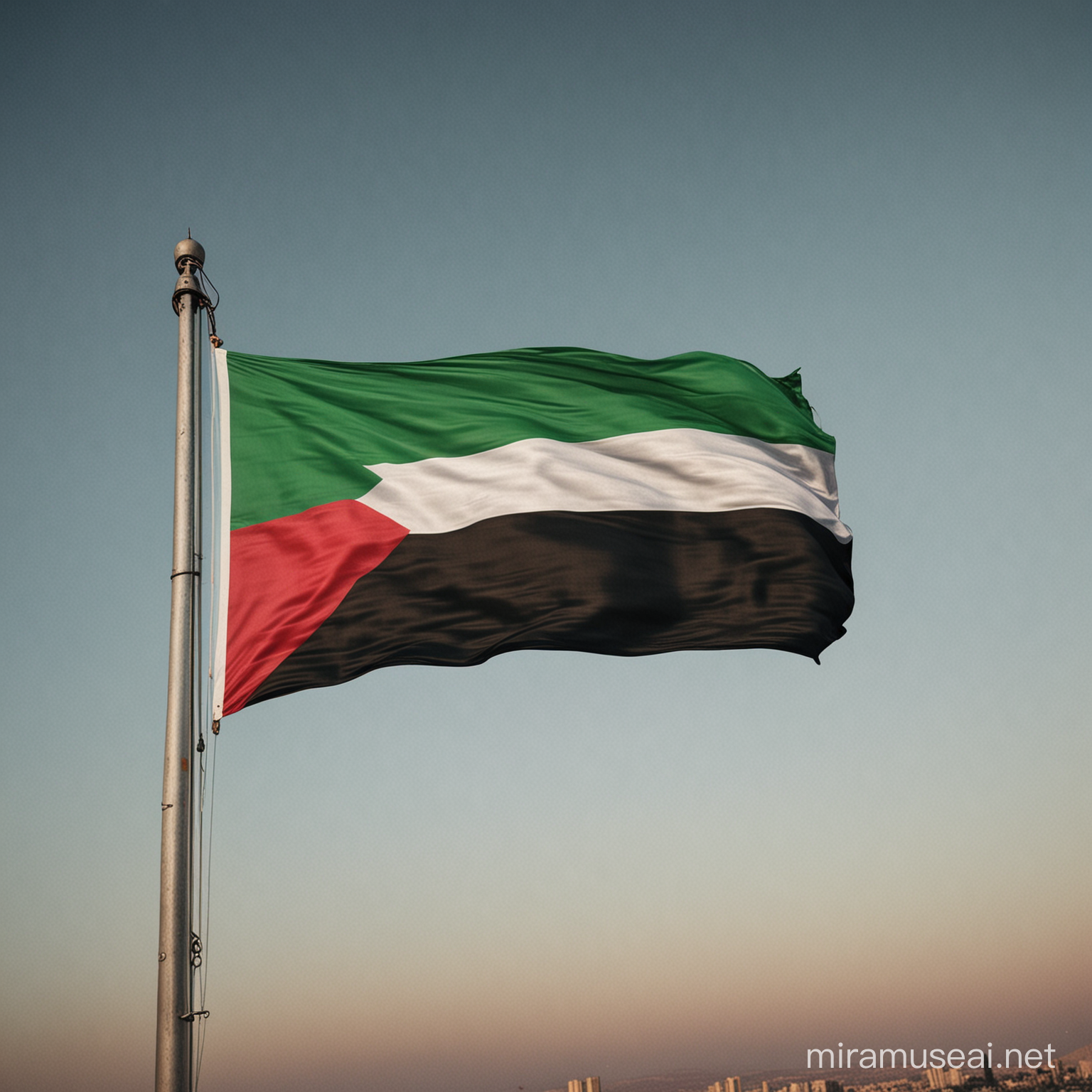Palestine Flag Flying Proudly over Historic Landscape