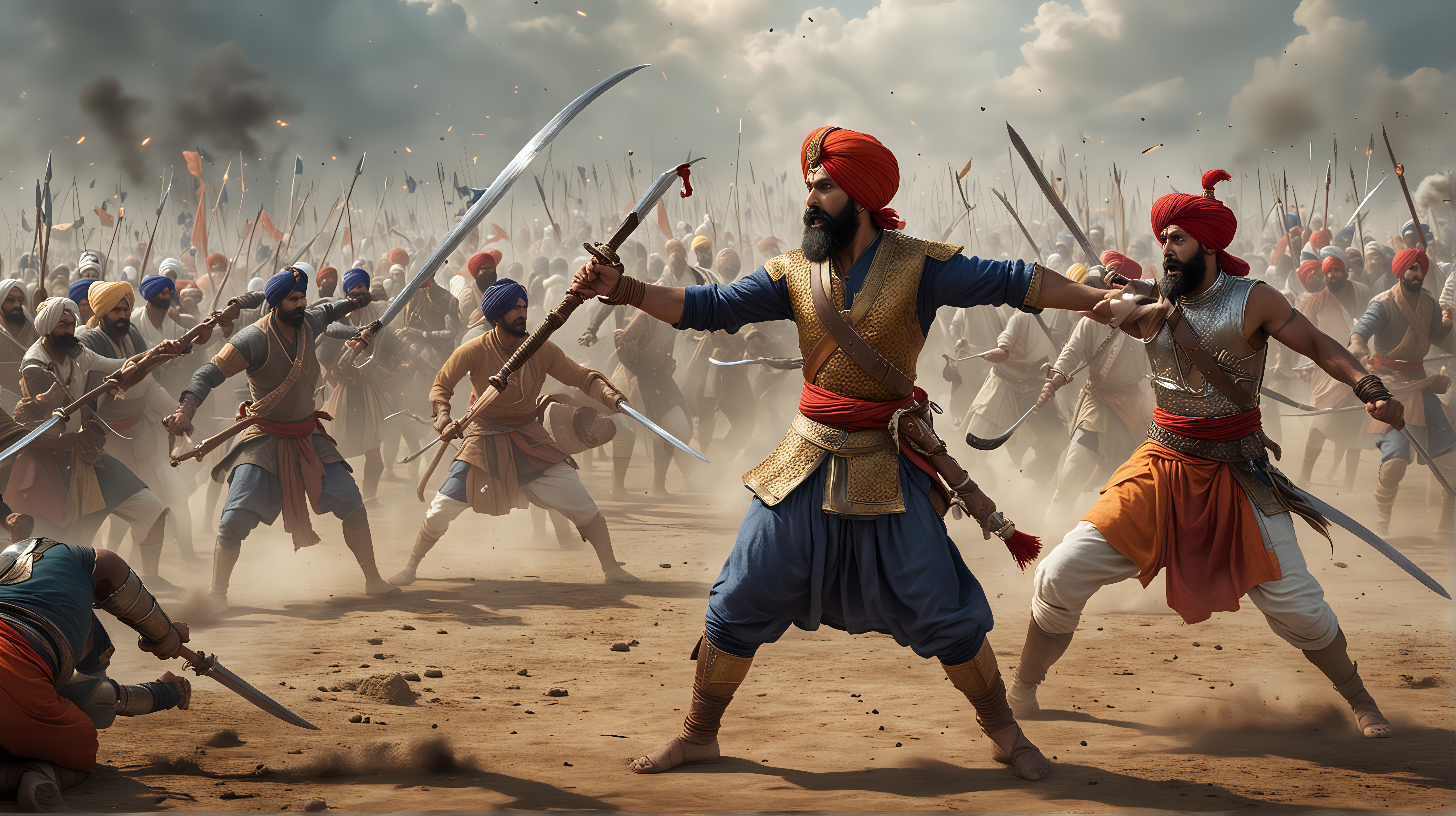 Sikh Warriors Clash with the Mughal Empire Historical Battle Scene Art