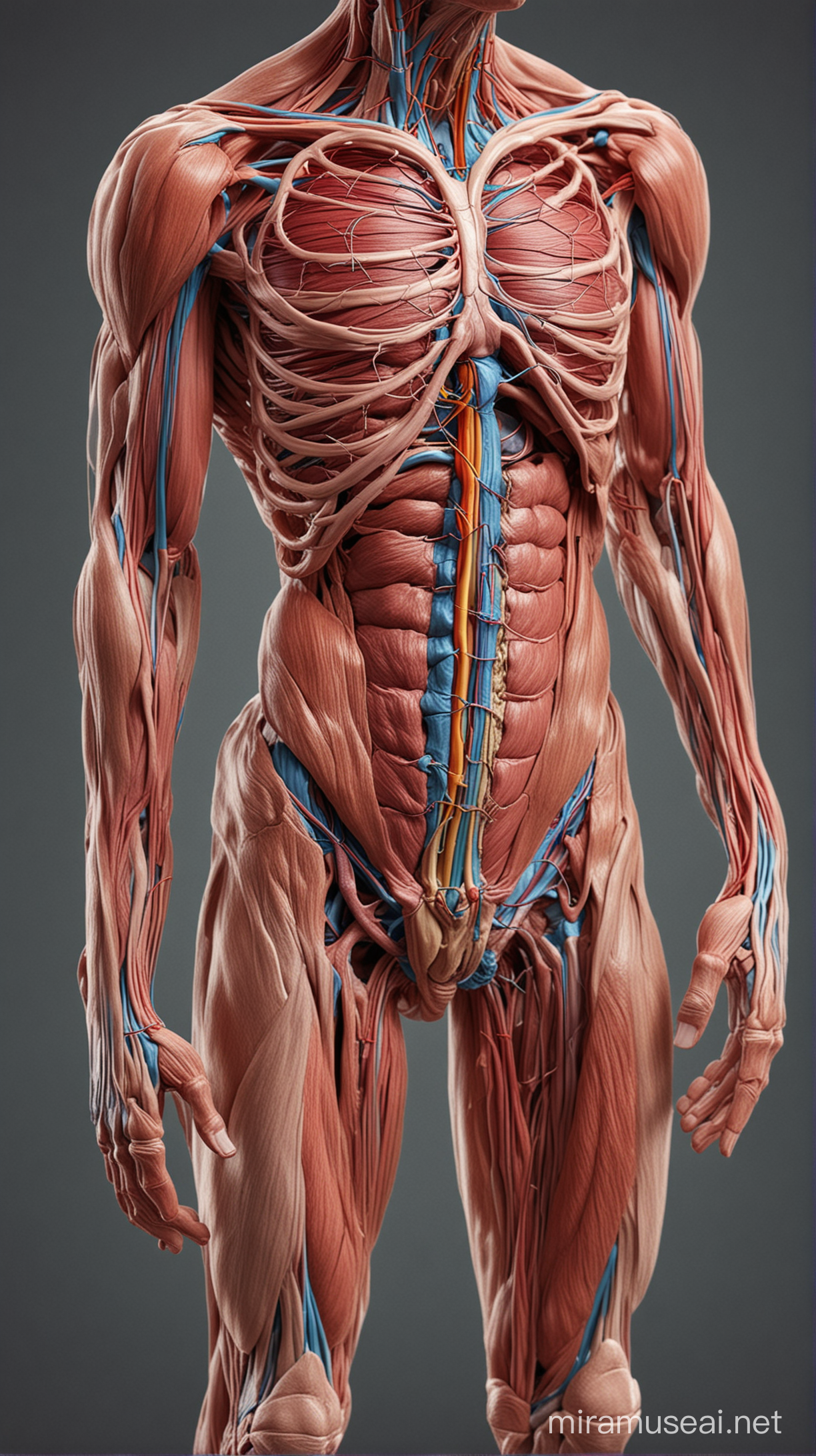 Vibrant Modern Human Anatomy Illustrations Highlighting Cardiovascular Nervous and Muscular Systems