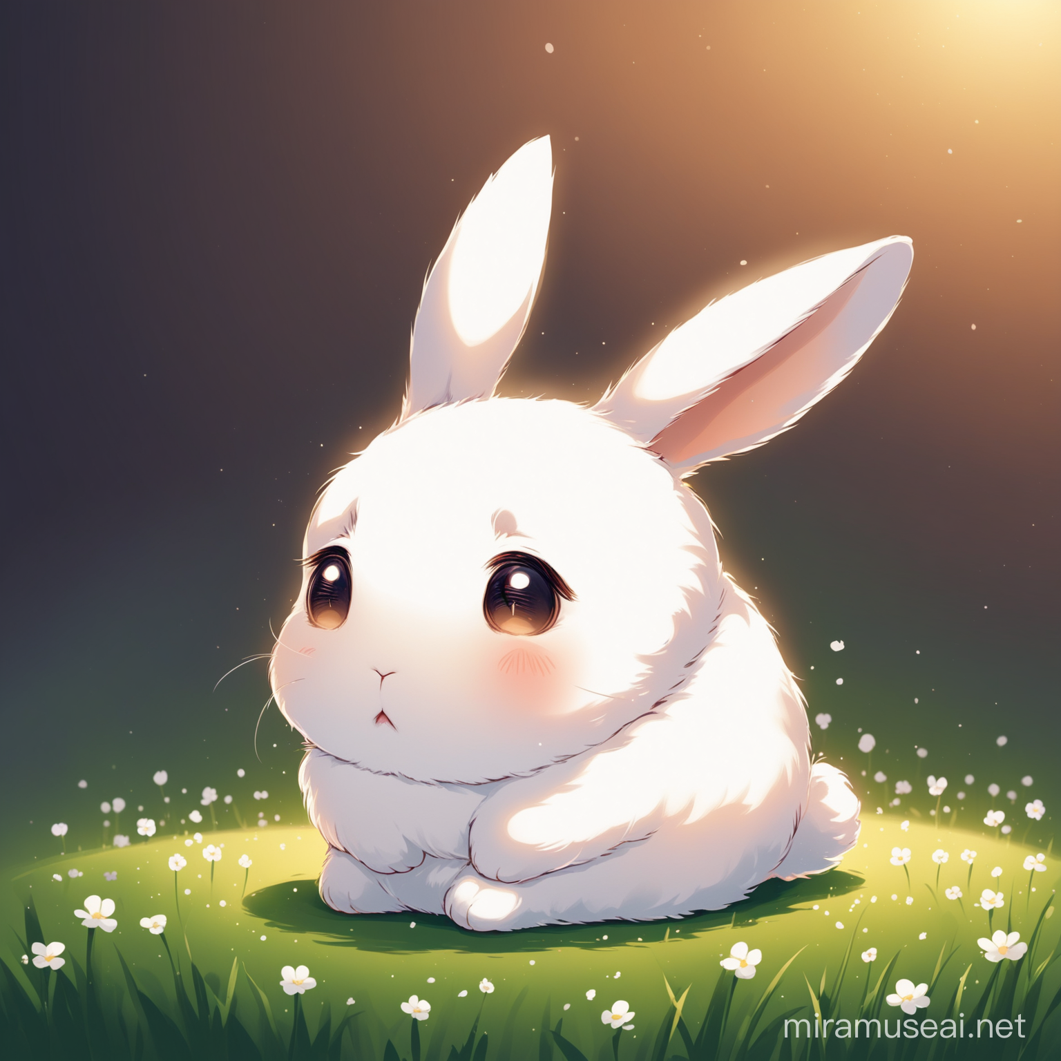 Lonely Hotot Rabbit with Sad Expression
