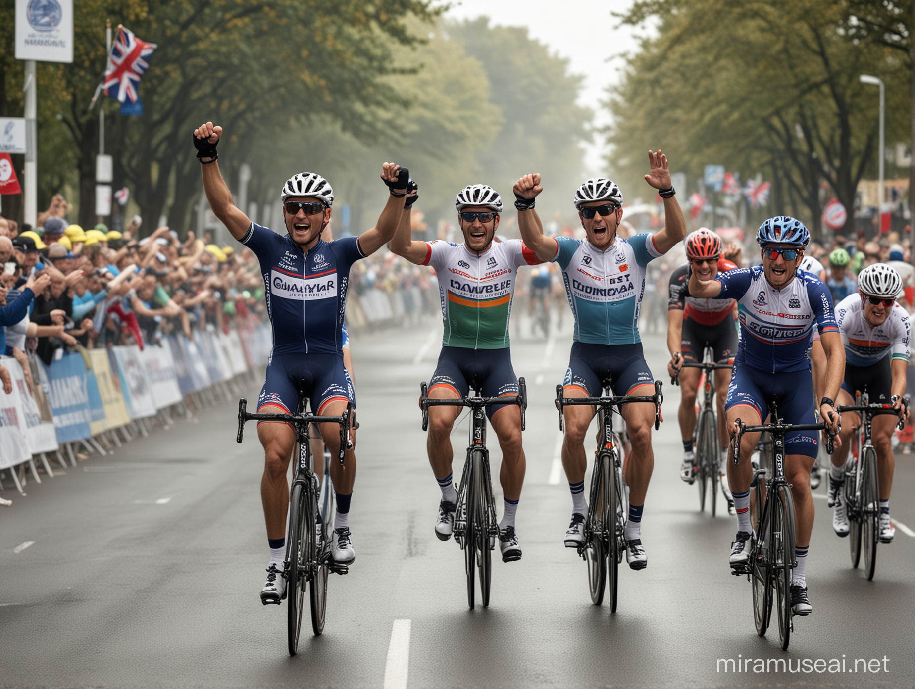 Championship Winning Cycle Team Celebrating with HighFives