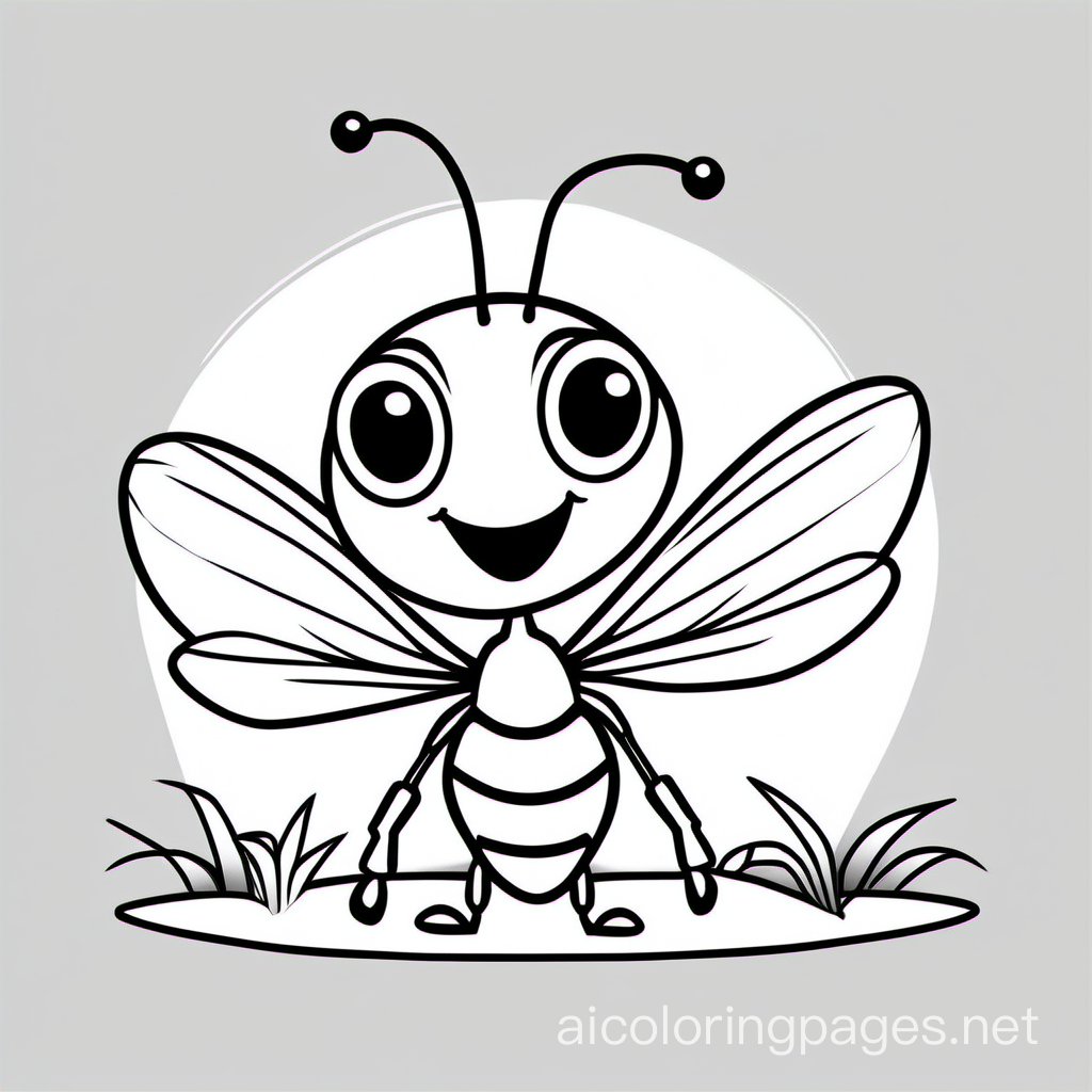 a happy ant nurse black and white, Coloring Page, black and white, line art, white background, Simplicity, Ample White Space. The background of the coloring page is plain white to make it easy for young children to color within the lines. The outlines of all the subjects are easy to distinguish, making it simple for kids to color without too much difficulty