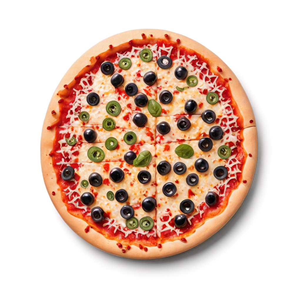 top down view of a freshly pizza topped with various ingredients