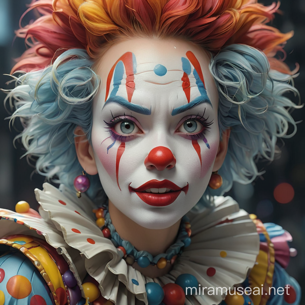 Futuristic Woman Clown with Super Detailed Beauty