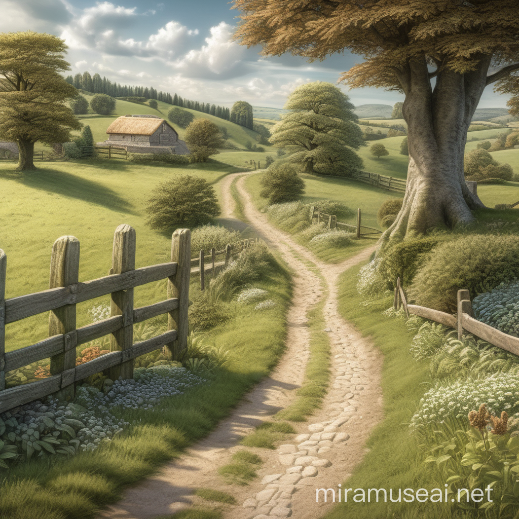 highly detailed country path scene