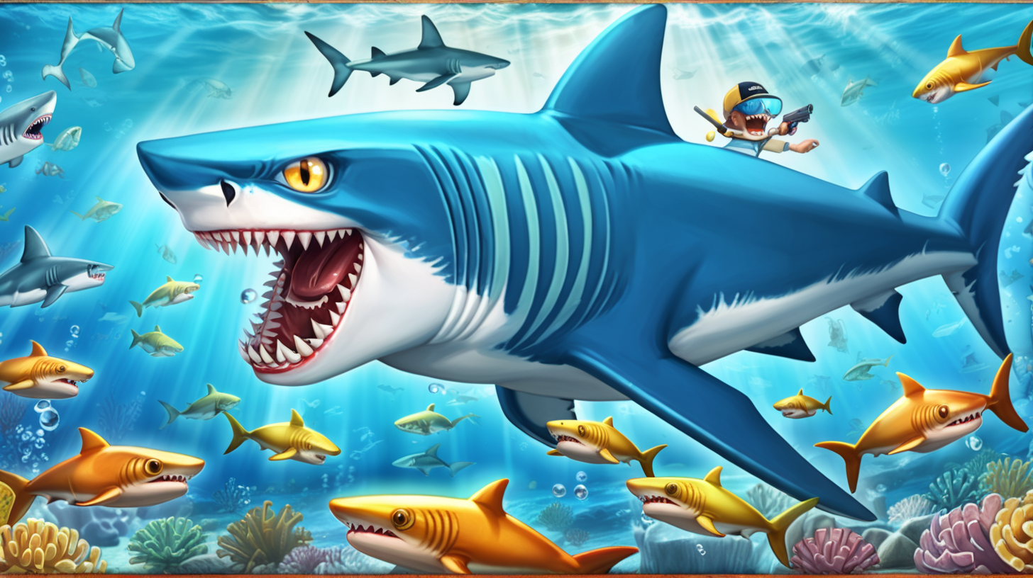 shark hunting and eating the small fishes, Hungry shark attack - Free angry shark games is the most addictive blue shark evolution game, shark hunting and eating the small fishes