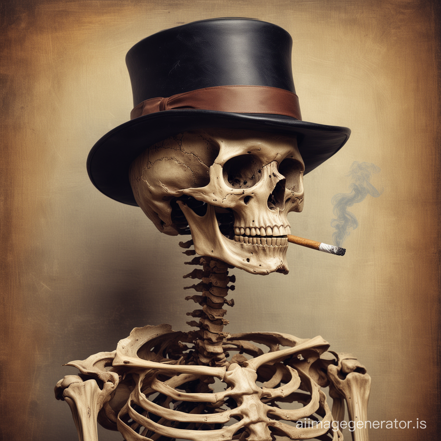 man skeleton hat cigare