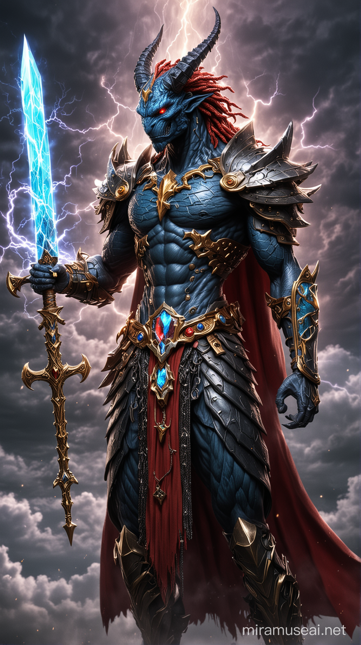 Enchanted Dragonoid Seraph Warrior in Technological Armor