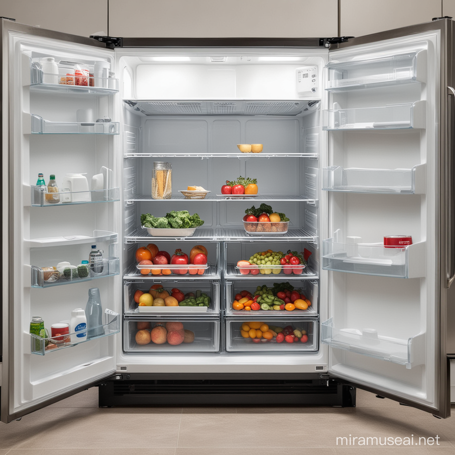 Full View of an Empty Refrigerator Interior