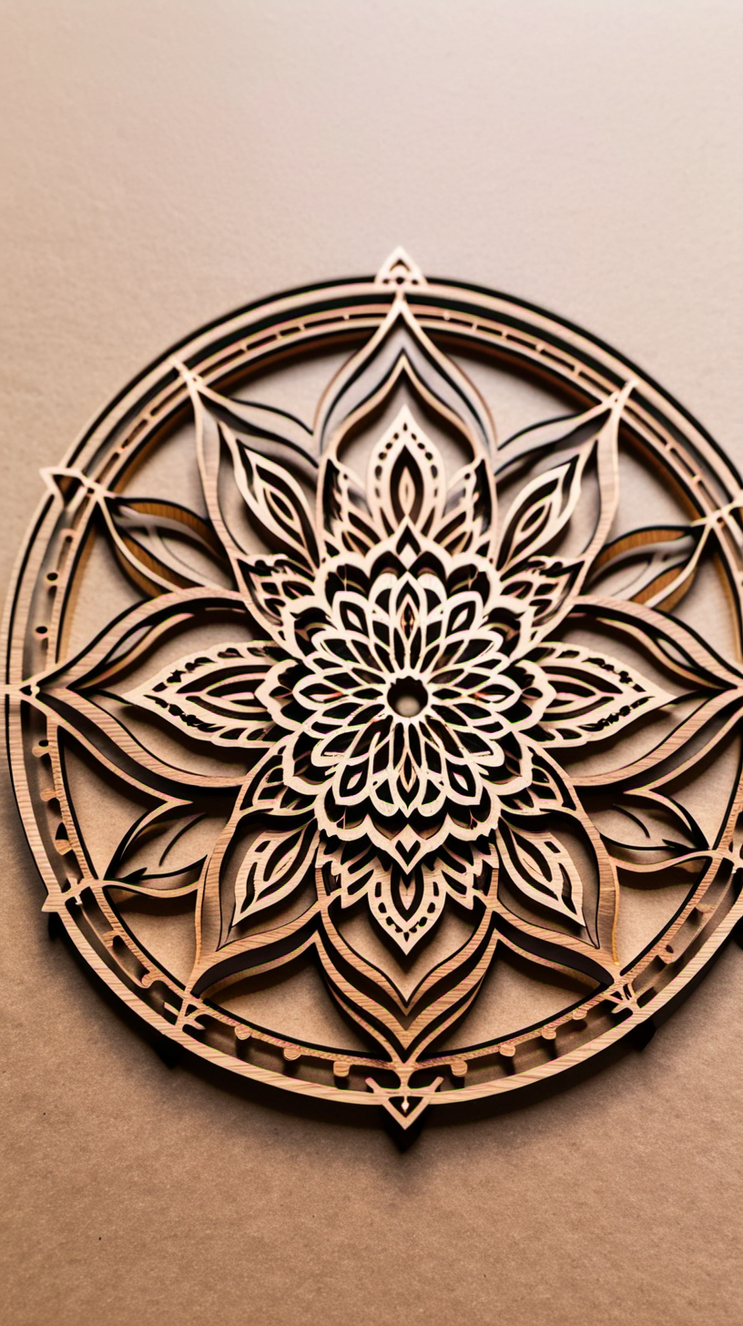 Intricate Mandala Design Banner for Laser Cutting Elegant and Simplistic 2D Art