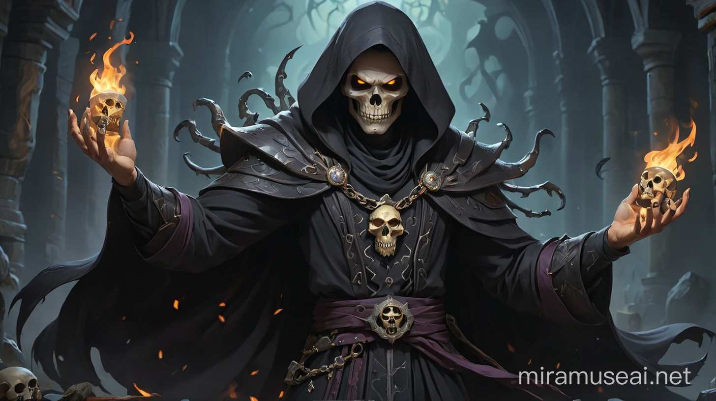 Sinister Necromancer Summoning Specters and Skeletons