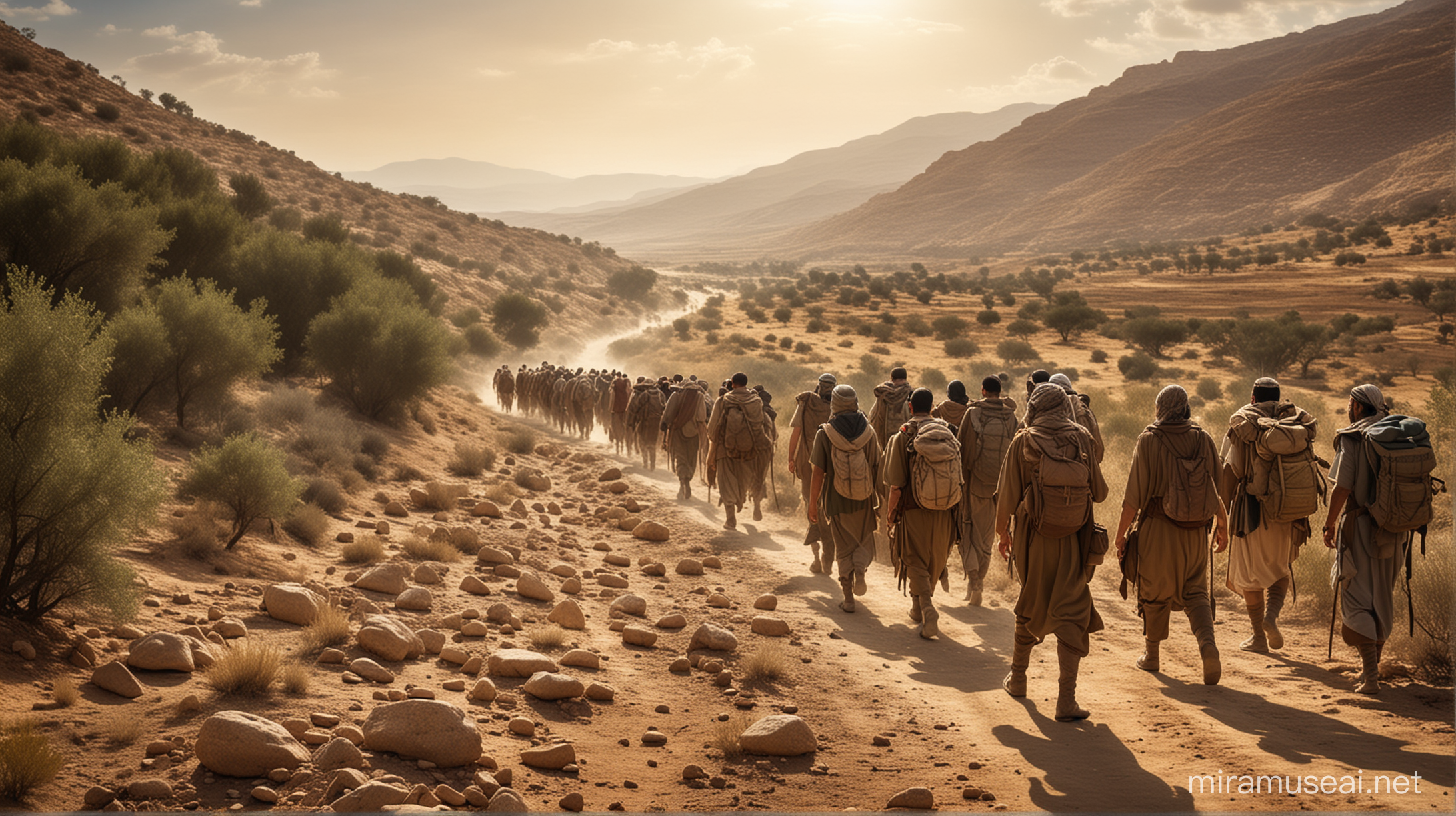 Journey through the Wilderness by the israelis on the way to the promised land in moses era
