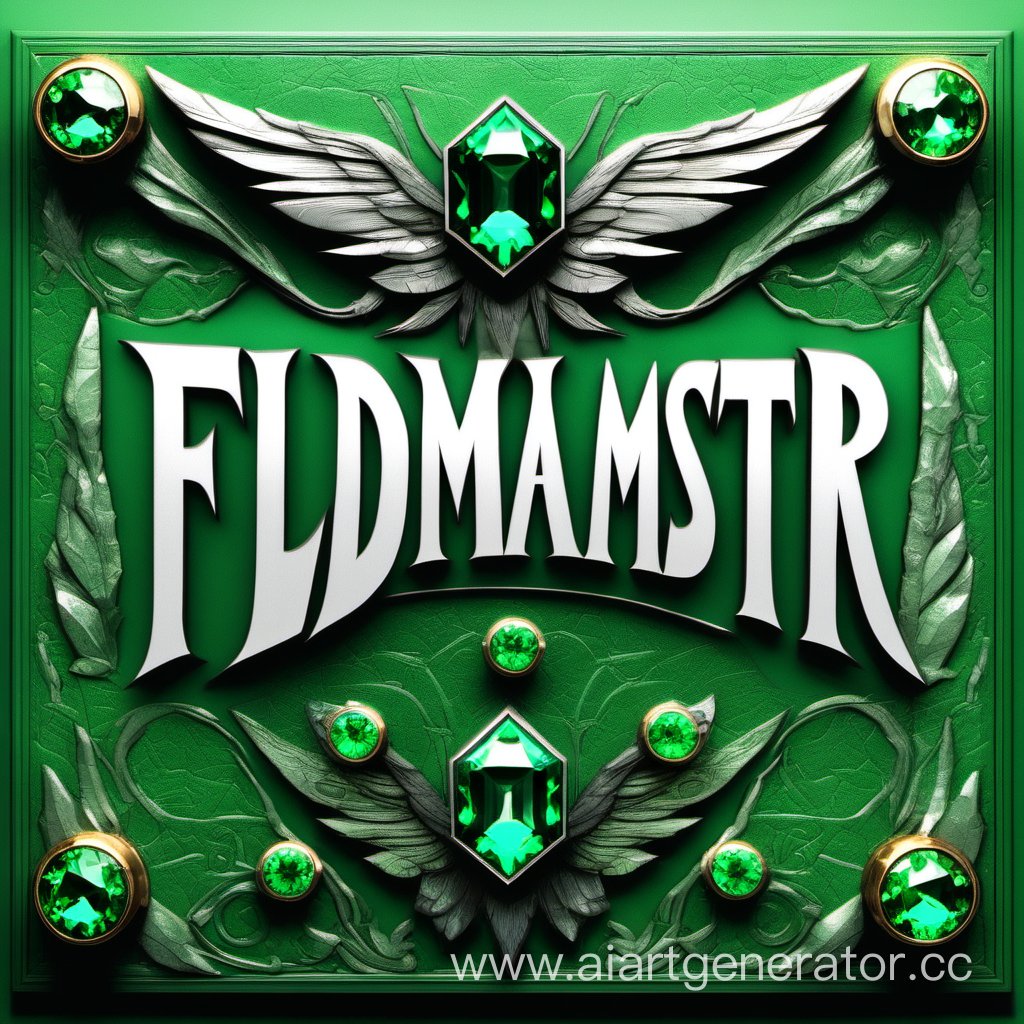 The inscription FeldMaster from which emeralds fly out