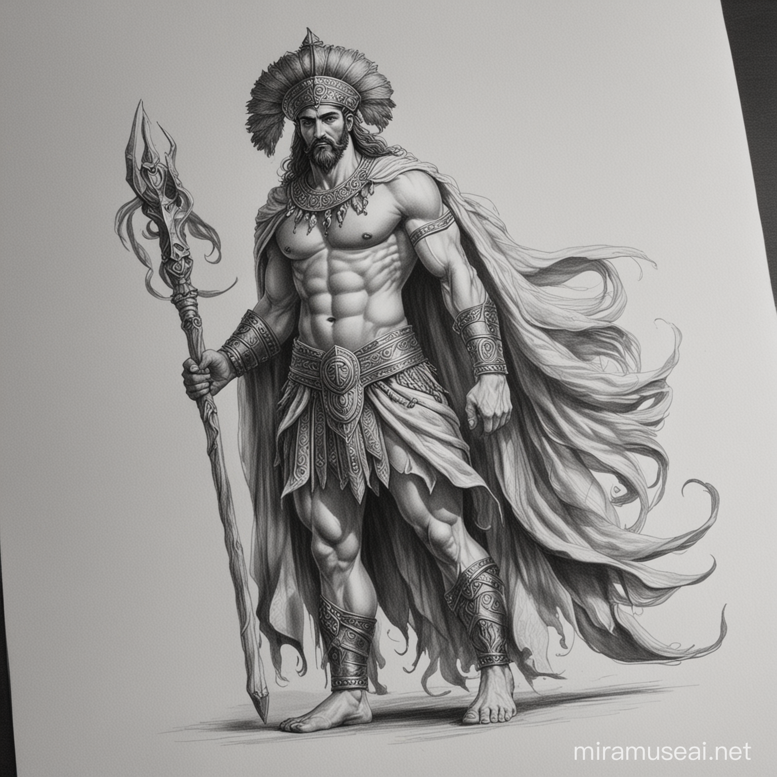 Drawing of a Majestic Turkish Mythological Character