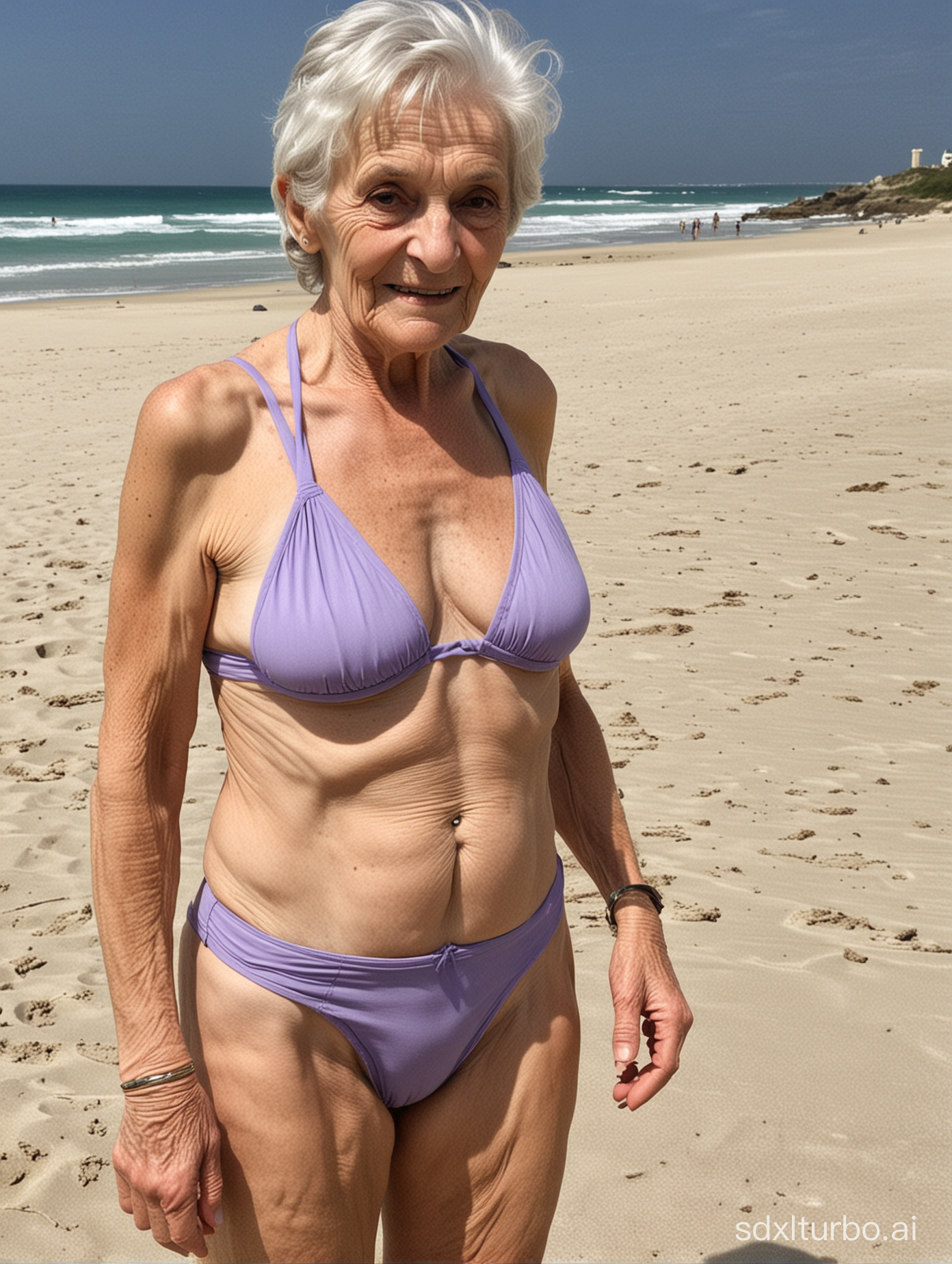 NSFW old wrinkled anorexic 80-year-old grandma's in bikini