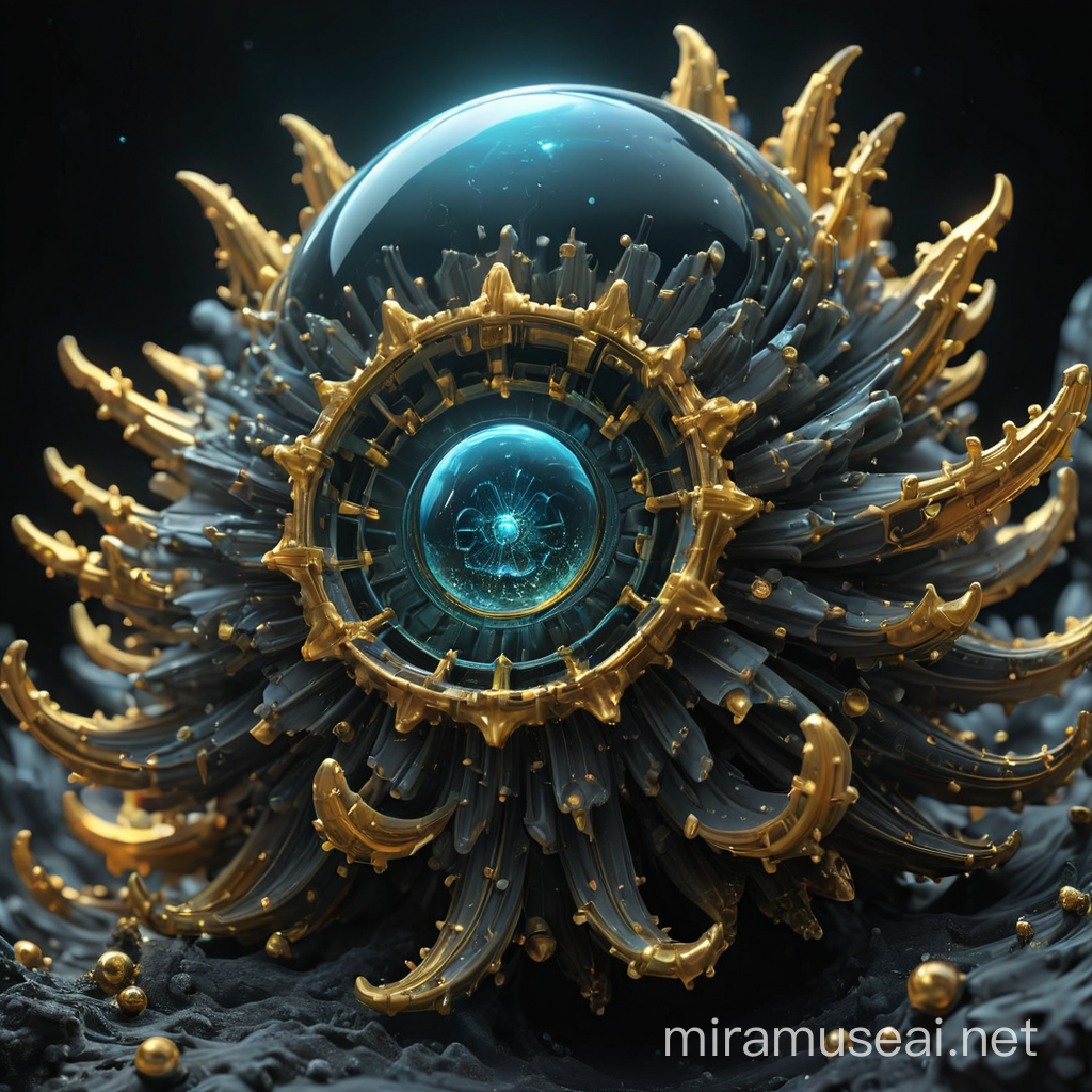  a dreamlike mandelbulb3d  with bioluminescent ancient cosmic on a black background , in the style of futuristic spiritual sacred, close up, naturalistic realism, luminous mystical, ancient cosmic glyphs , 85 - mm - lens, sharp - focus, intricately - detailed, long exposure time, f/ 8, ISO 100, shutter - speed 1/ 125, small - catchlight, low - contrast, High - sharpness,  depth - of - field, golden - hour, ultra - detailed photography, in focus, cinematic lighting, global illumination, fractalism
