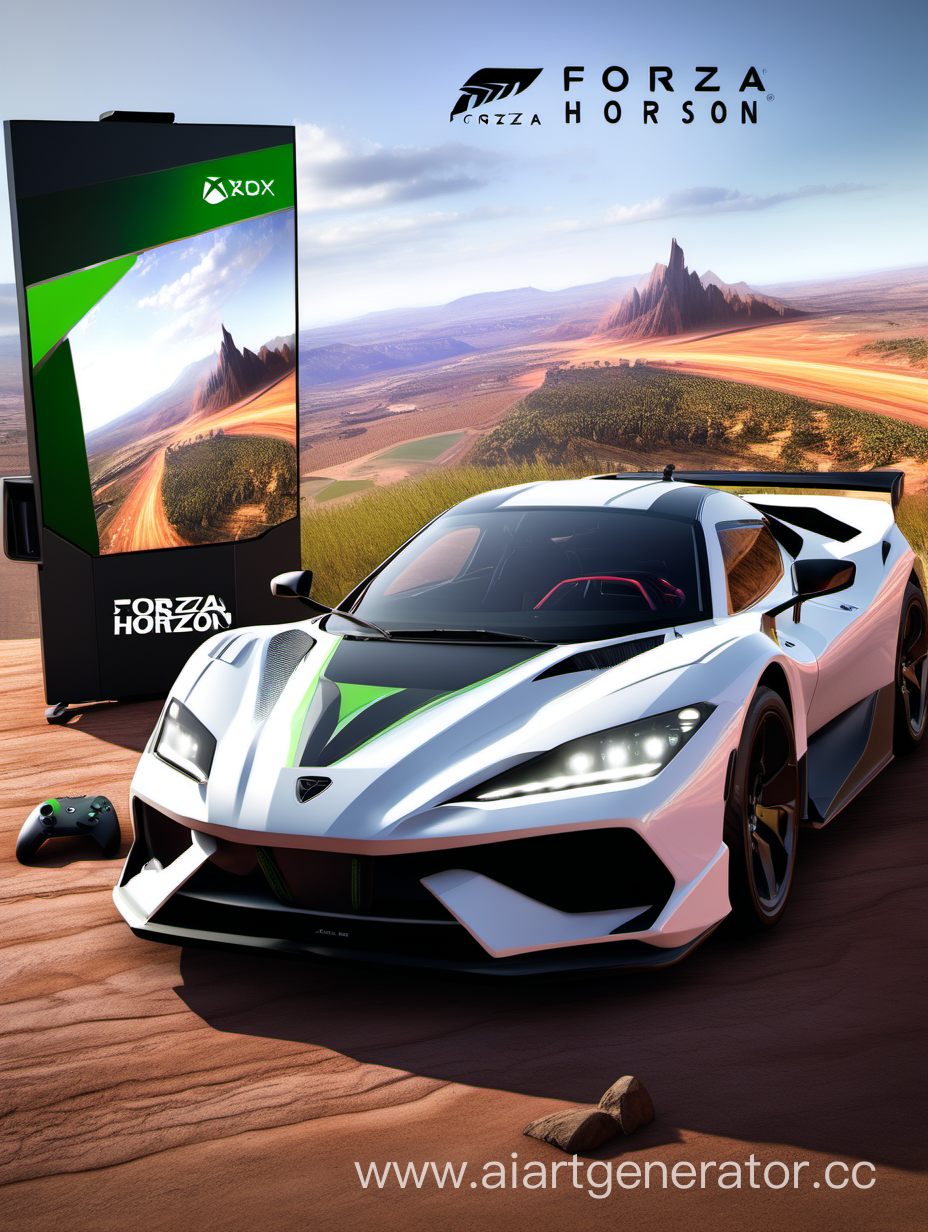 Forza Horizon 5 on display of nVidia Shield Portable, white Xbox Shield Portable