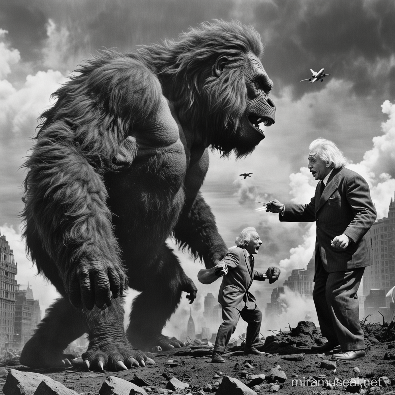 Legendary Scientist Albert Einstein Battles King Kong and Godzilla