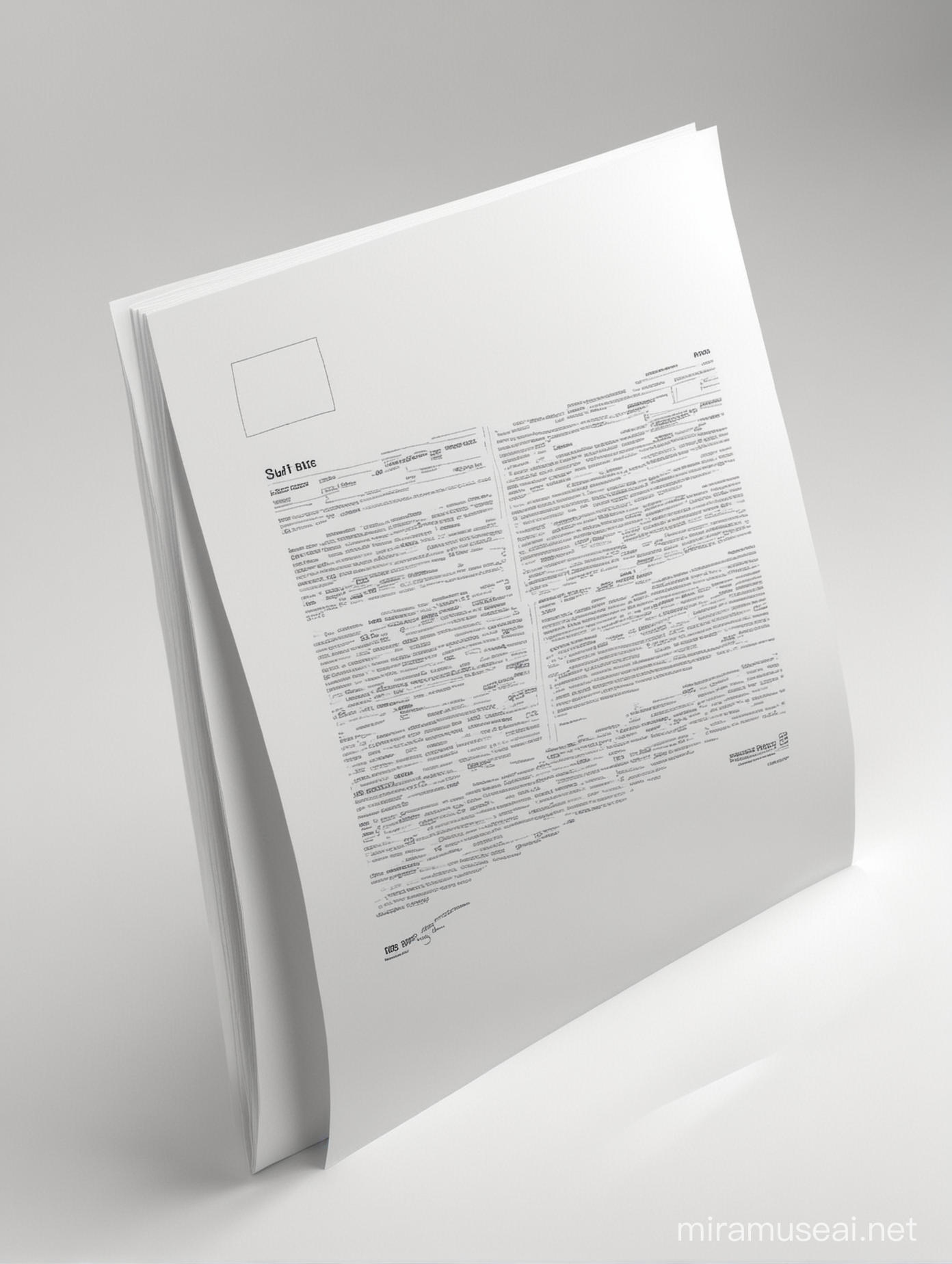 Realistic 3D White A4 Document with Shadow on White Background