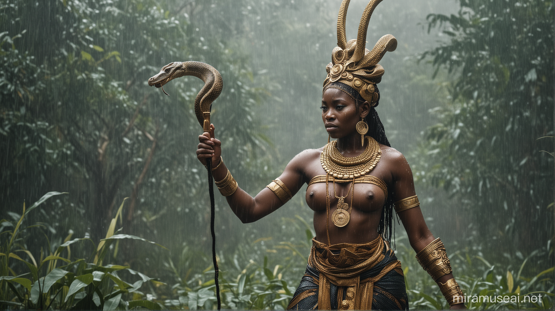 In the land of Umuweze, there lived a powerful god known as Ogidi, the god of rain. Ogidi was a wicked deity with the power of a snake, and she was constantly at odds with her sister, Oshimiri, the goddess of peace and prosperity. 