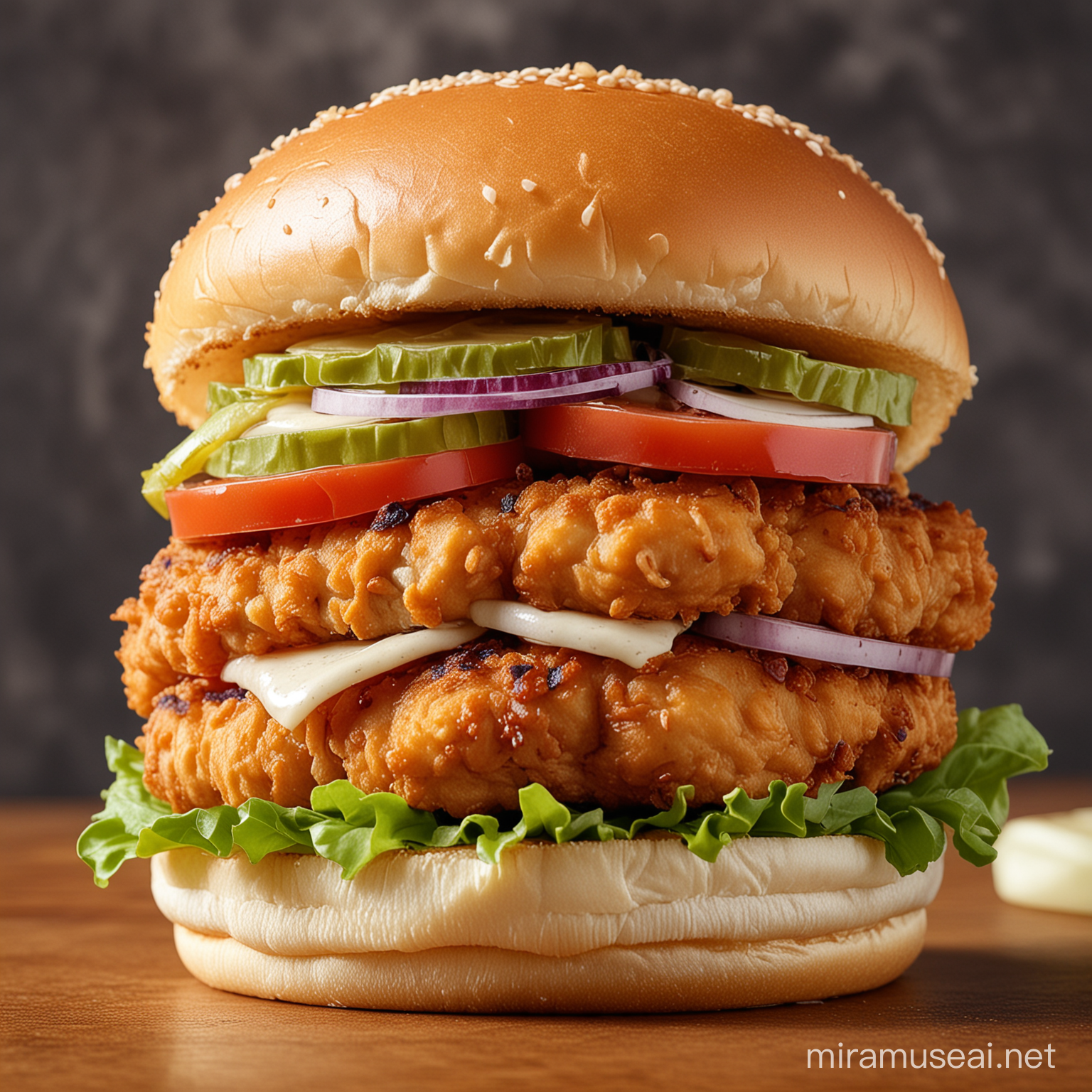 Delicious Crispy Chicken Burger Meal without Cheese