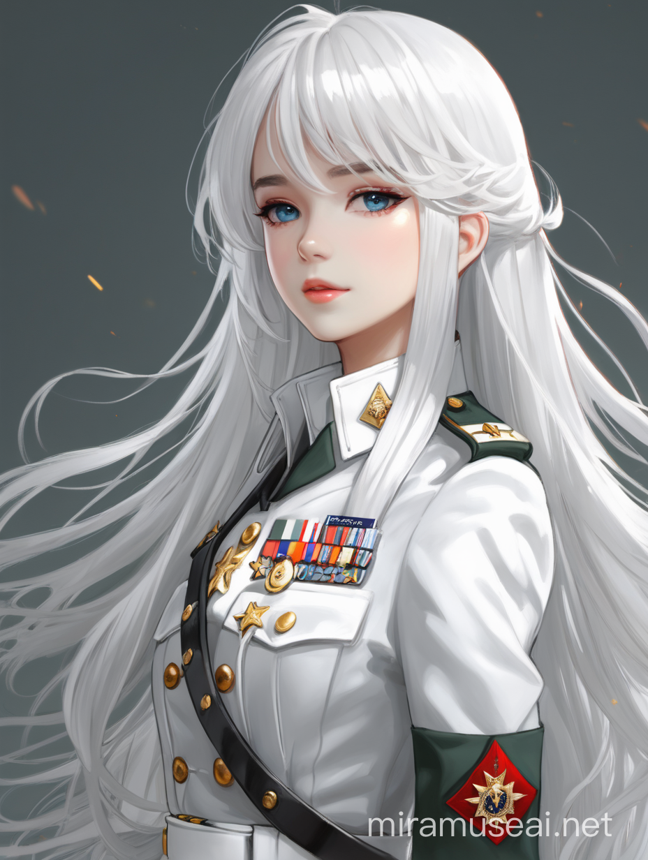 WhiteHaired Military Princess in Stunning Uniform
