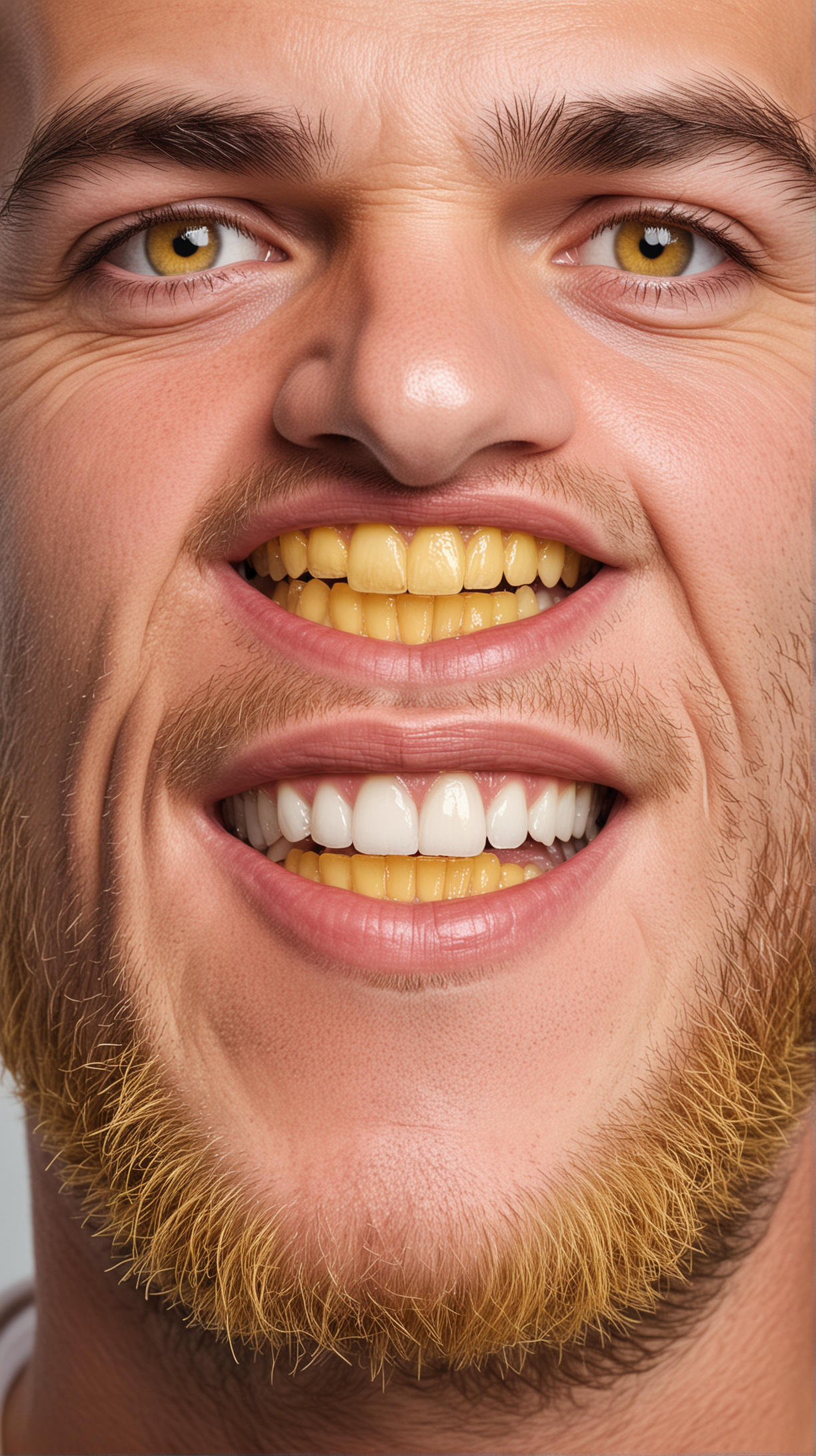 a man with yellow 
teeth 