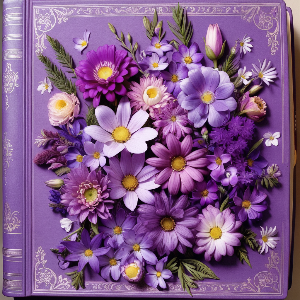 Beautiful book with lots of flowers in all purple

