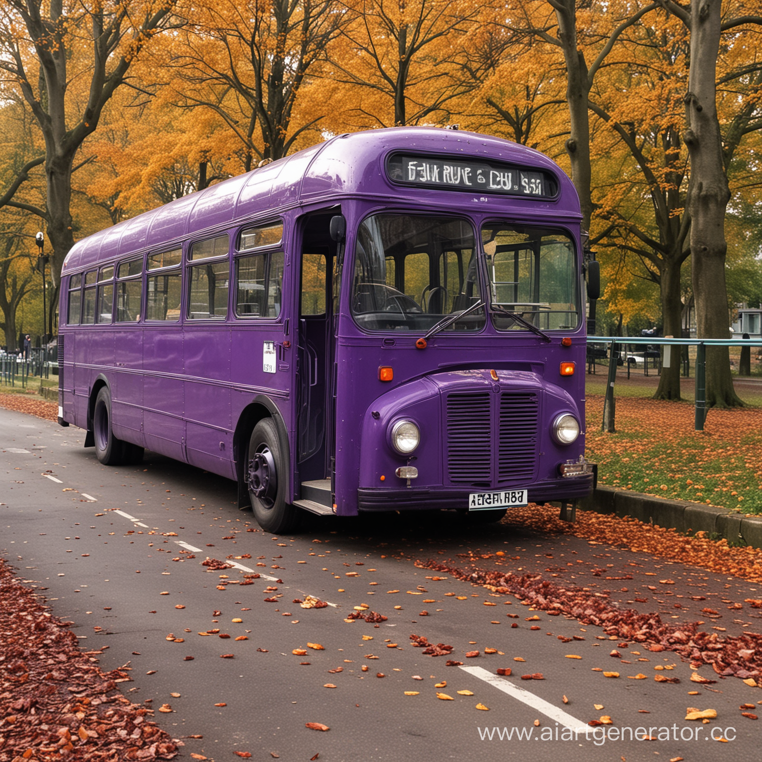 фиолетовый автобус, осень