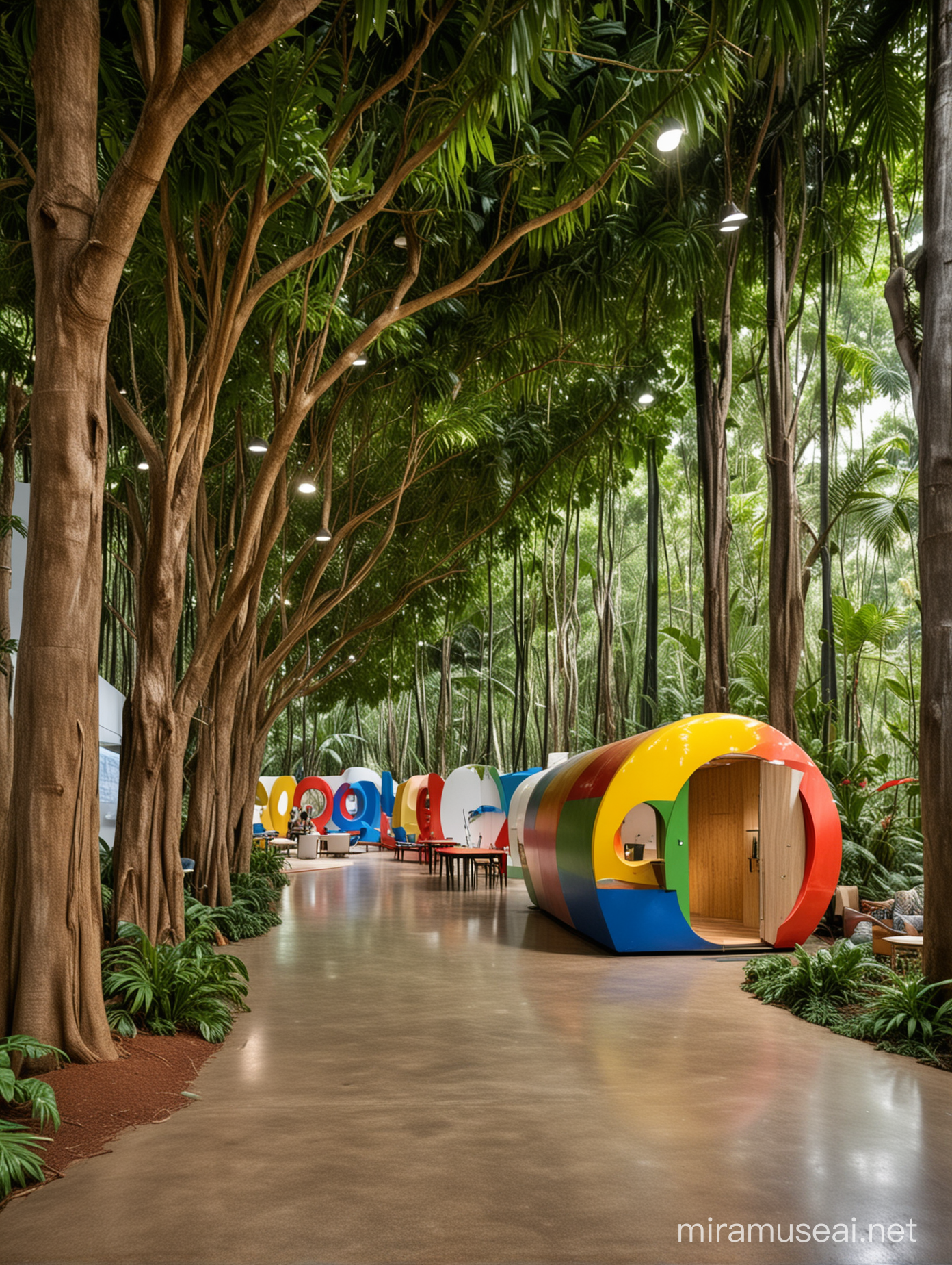 Colorful Google Office Showroom in the Amazon Forest of Brazil