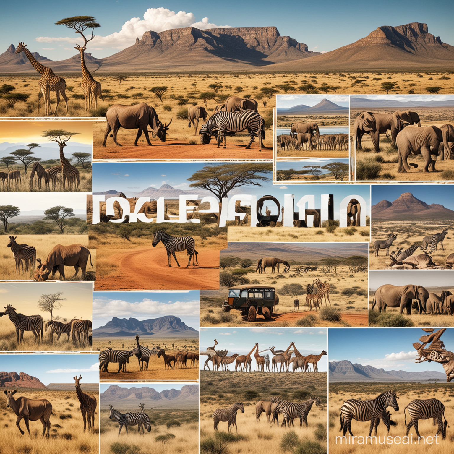 Please create a impressive picture collage from South Africa to animate travellers to travel to South Africa.