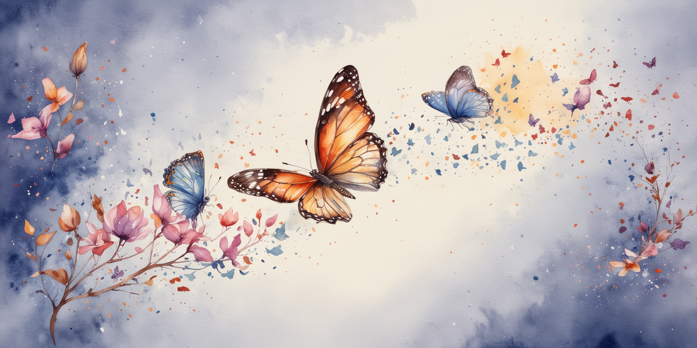 Graceful Butterflies in Watercolor Flight