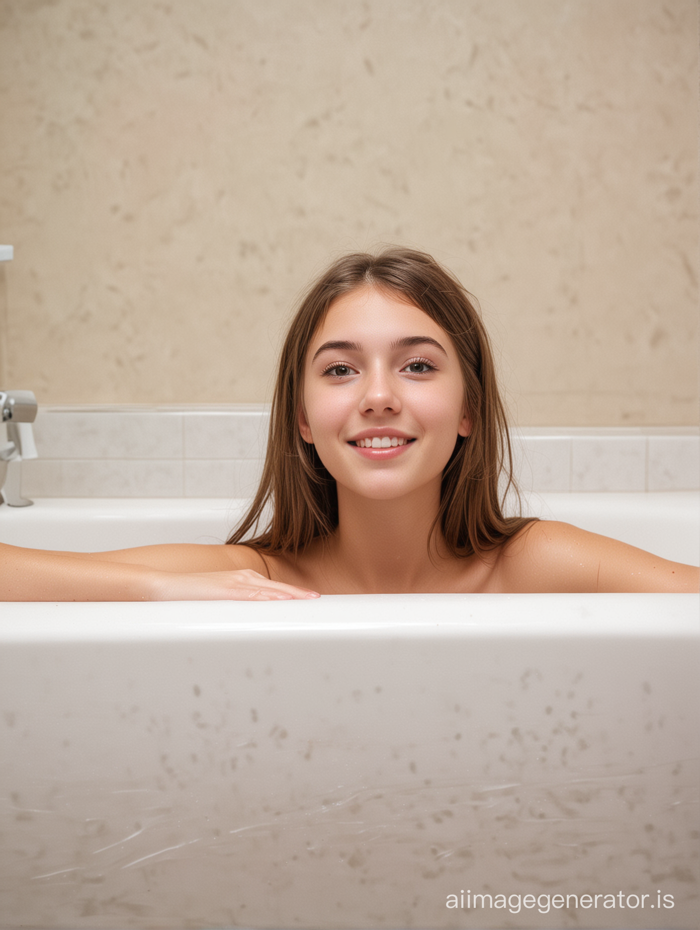 teen girl in bathtub