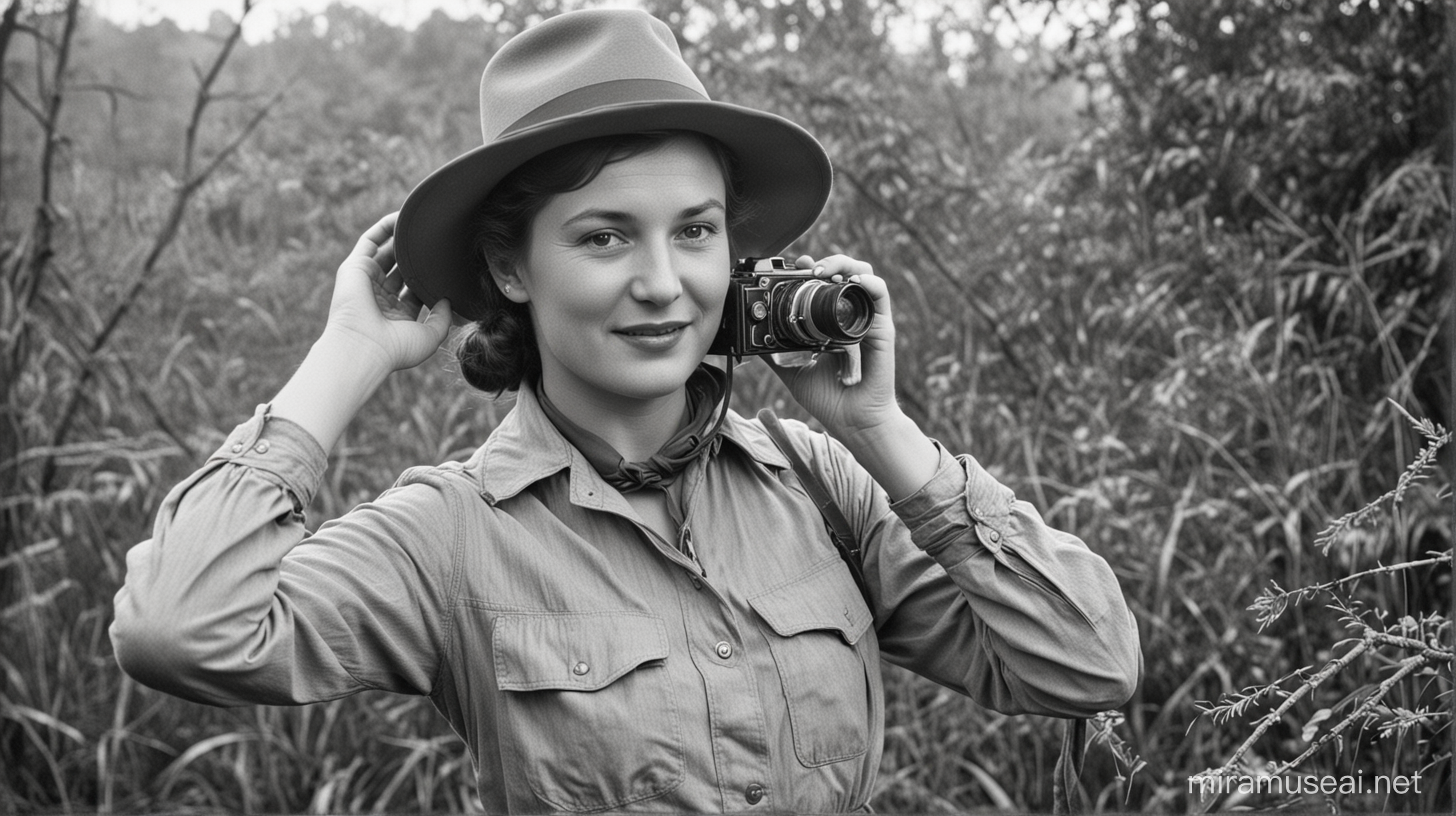 female wild life photographer with a hat 1935