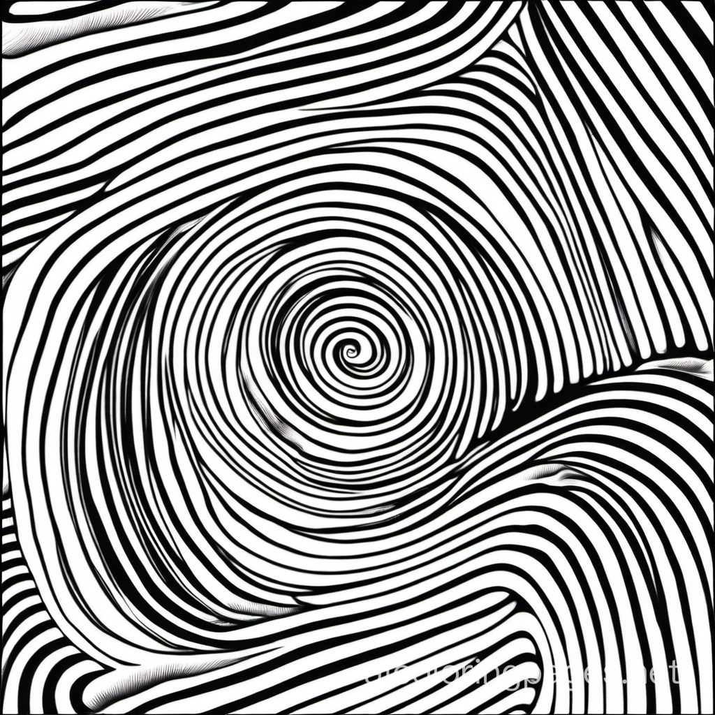 Simply spiral psychedelic black and white colouring pages white back ground for adults, Coloring Page, black and white, line art, white background, Simplicity, Ample White Space. The background of the coloring page is plain white to make it easy for young children to color within the lines. The outlines of all the subjects are easy to distinguish, making it simple for kids to color without too much difficulty