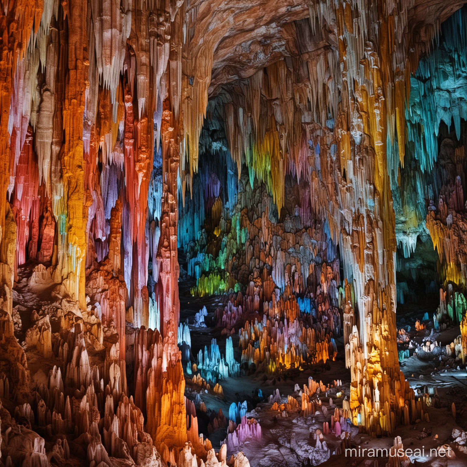 chinas caves stalactites colorful
