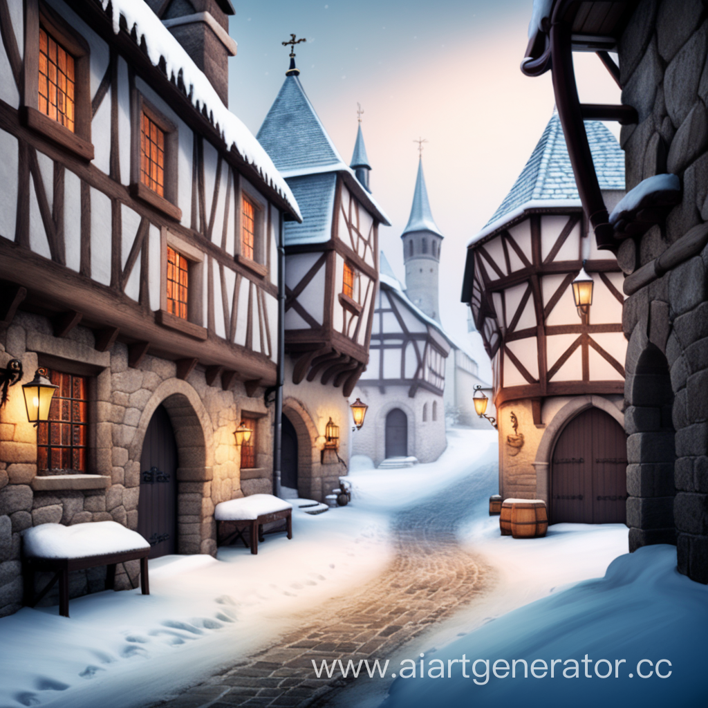 зимний фон средневековой улицы
