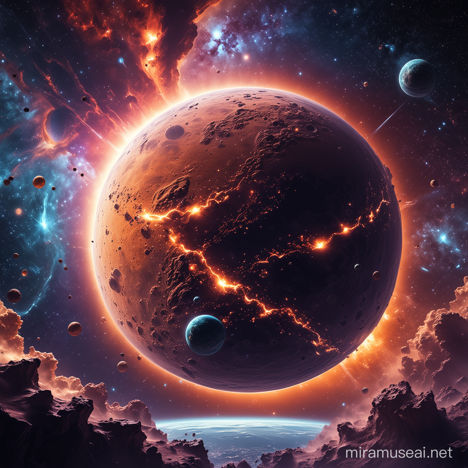 planet outerspace in crpytocurrency background 
