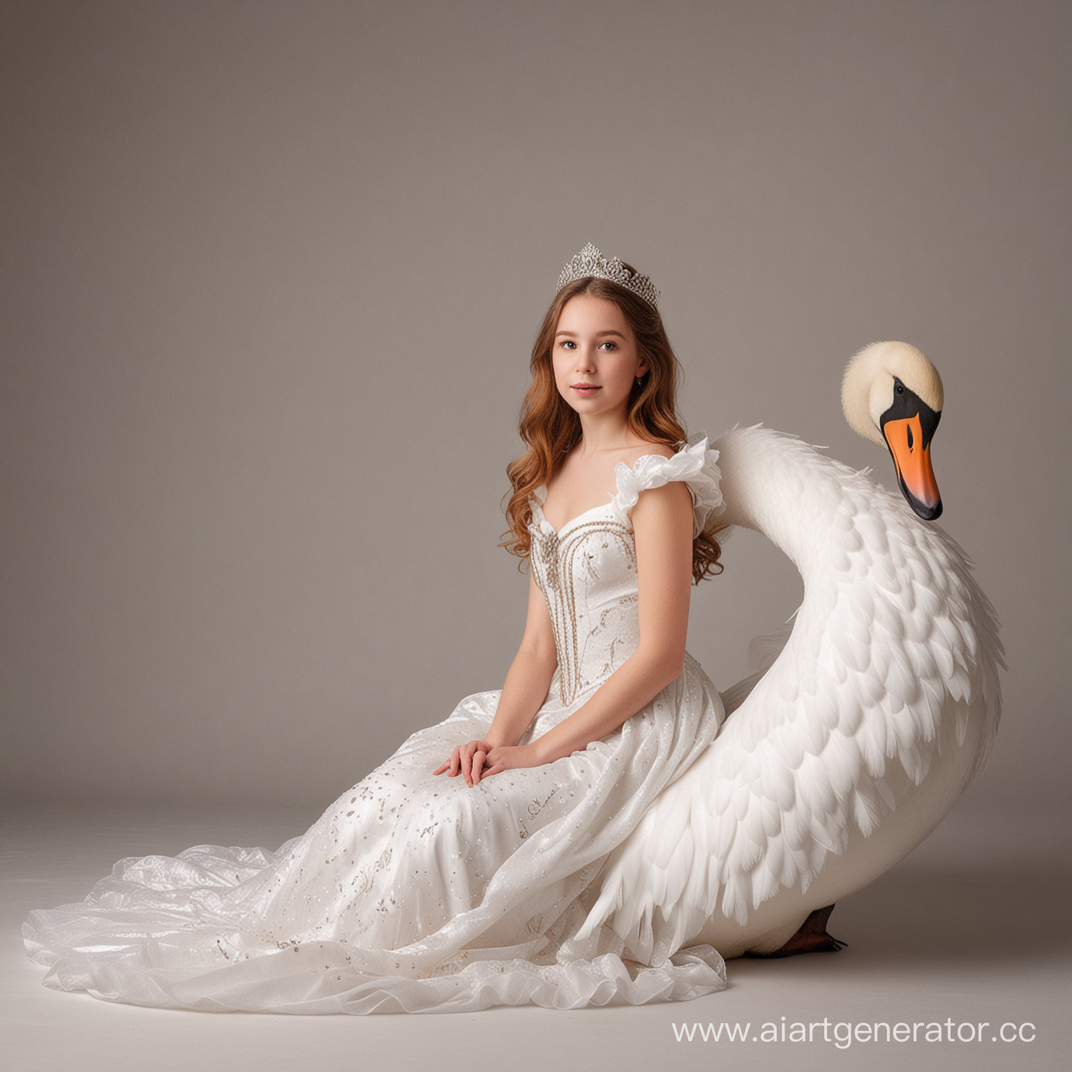 Фотосессия девушки в студии в стиле царевна лебедь 