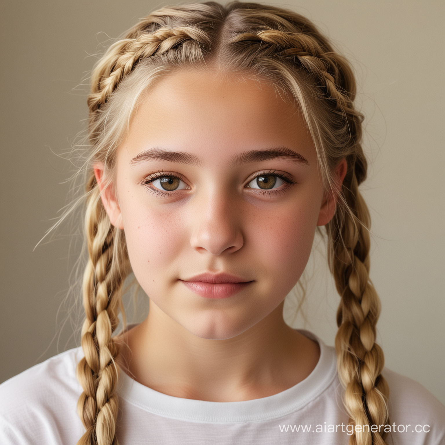Девочка 12 лет с еврейка, светло русые волосы,  собранные в косички , золотисто карие глаза 