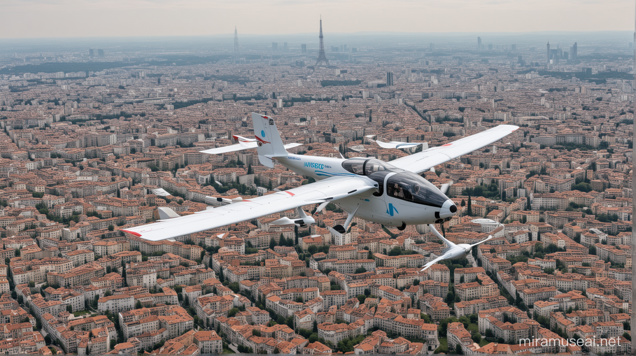 Electric Car Airplane Flying Over UNESCO World Heritage Site