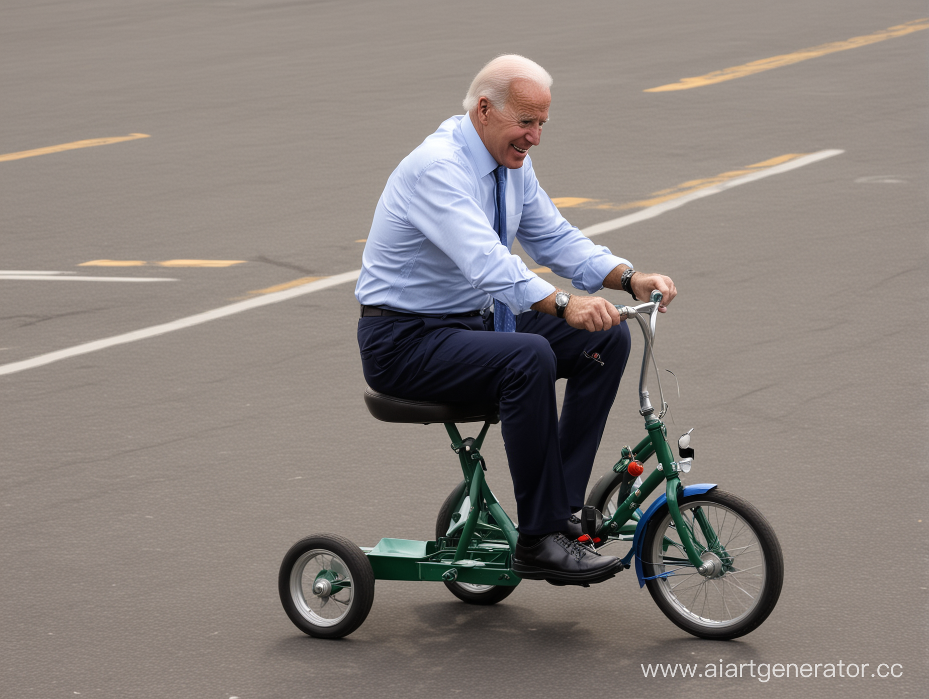 Джо Байден едет на маленьком трехколесном велосипеде,4k