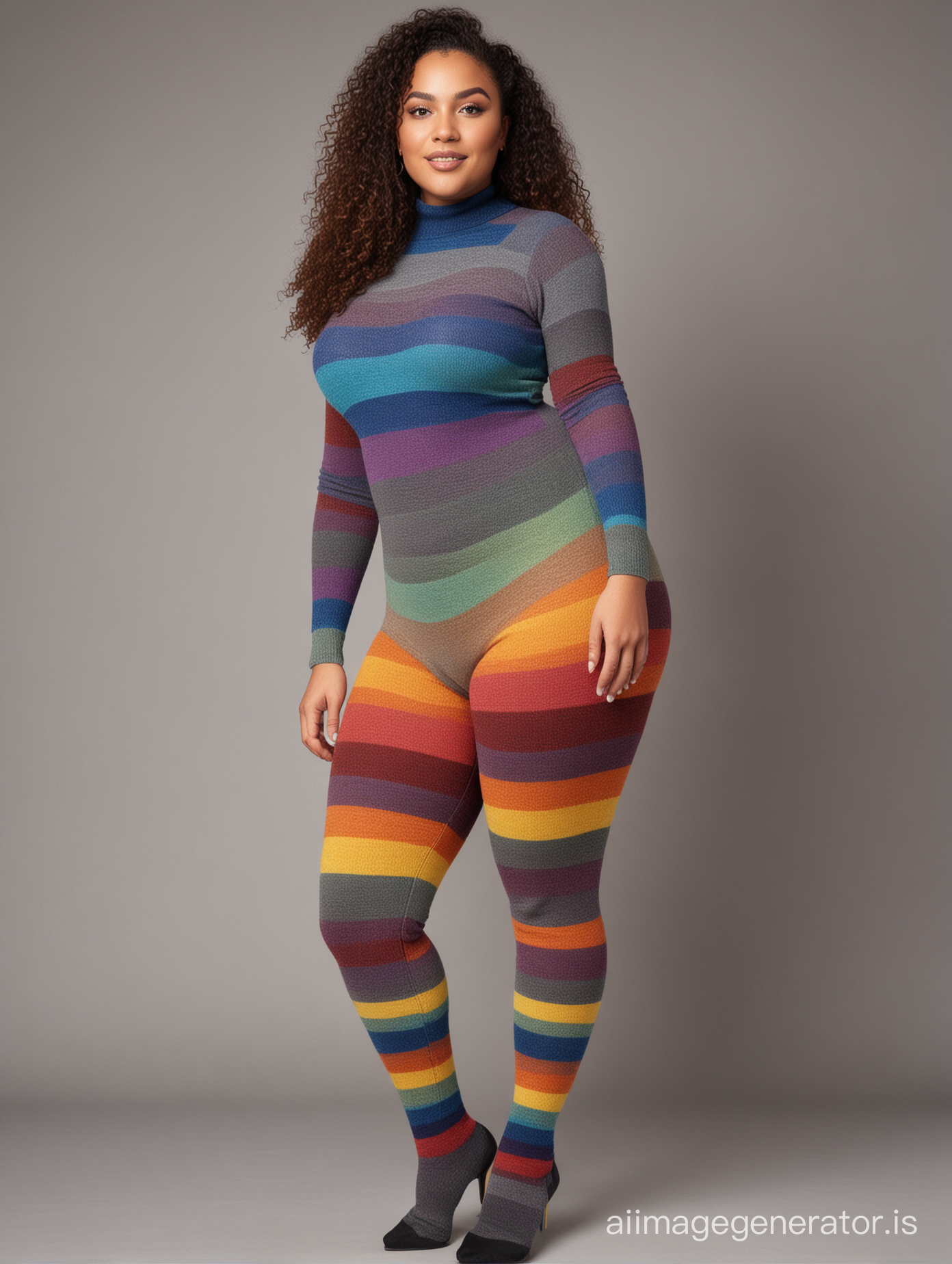 curvy woman full body "extra thick textured rainbow wool tights"