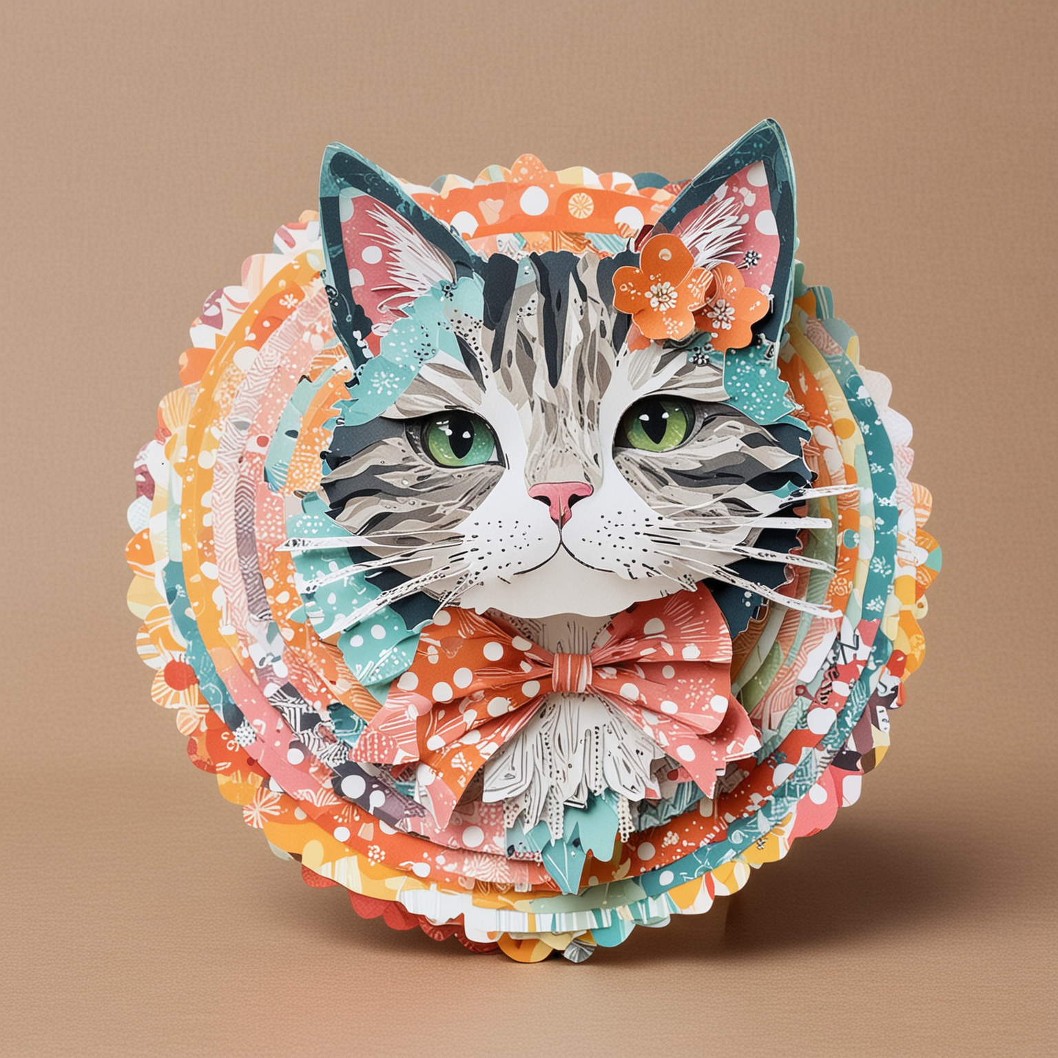 Modern Cat Shaped Scrapbooking Cards Vibrant Colors and Contemporary Design