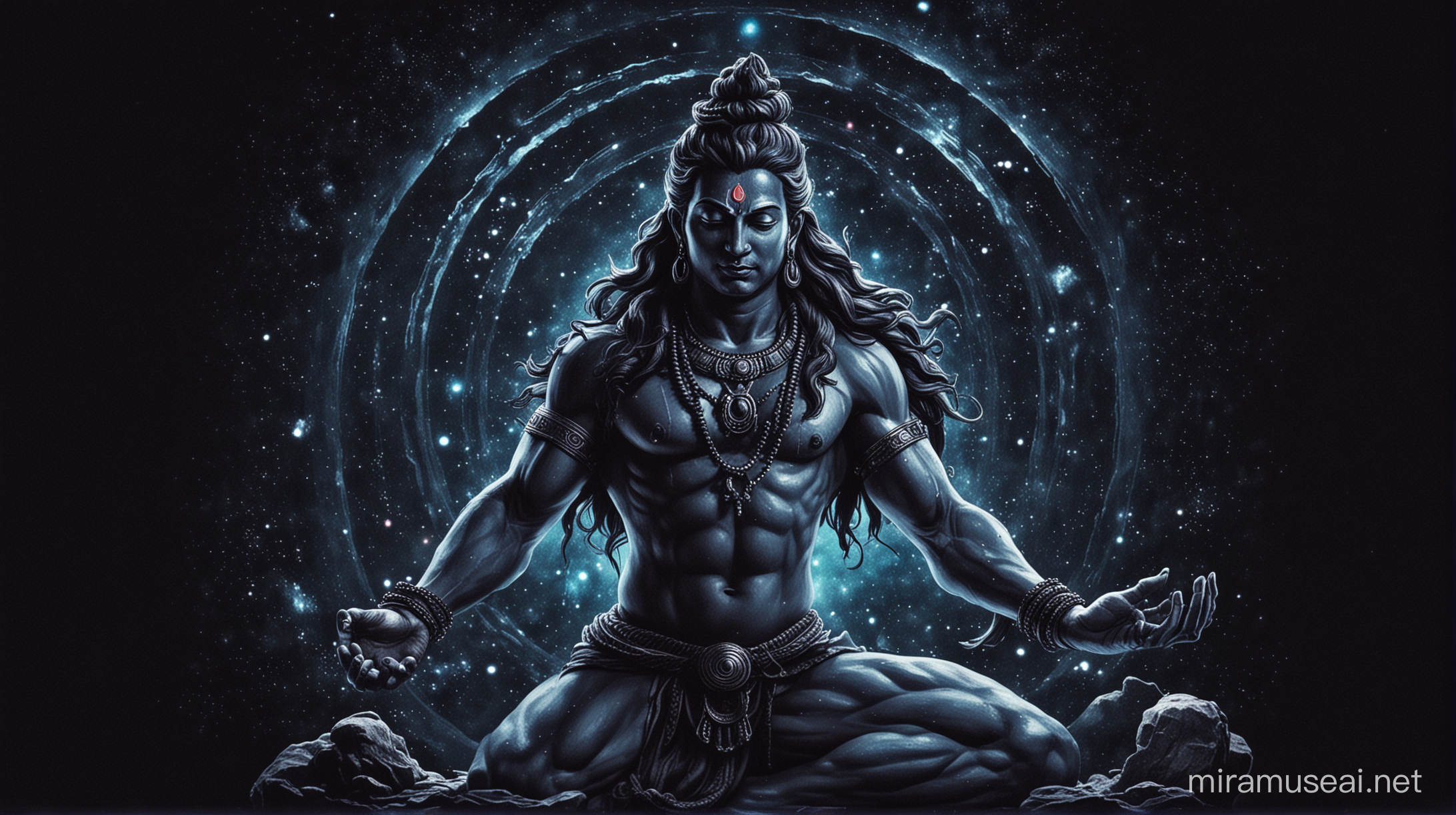 Cosmic Shiva in the Dark Mystical Deity Embracing the Cosmos
