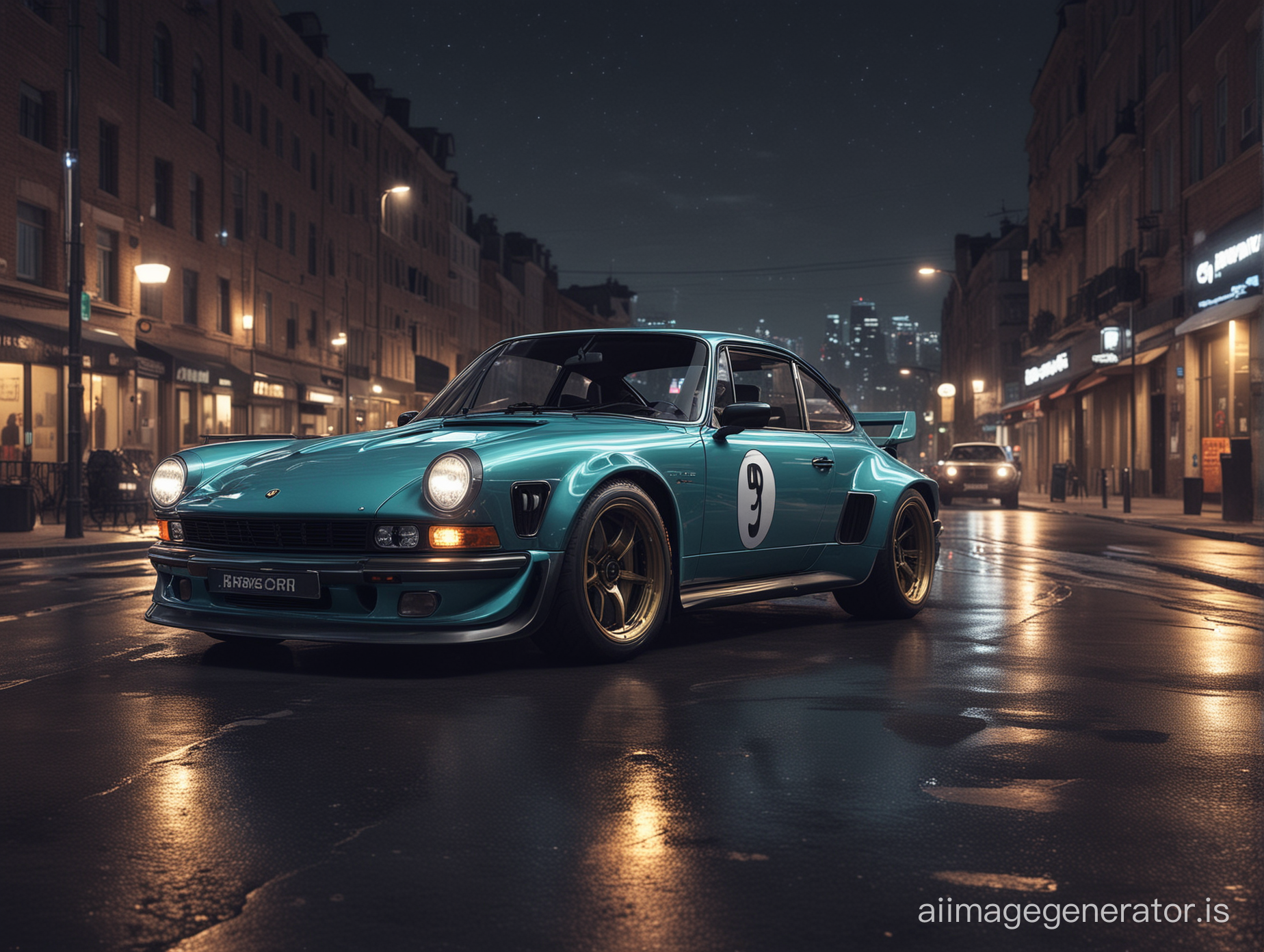 Khyzyl Saleem rendition of a combination between the porsche 911 and the BMW 3.0 CSL.Strong elements of the BMW. At night in a city