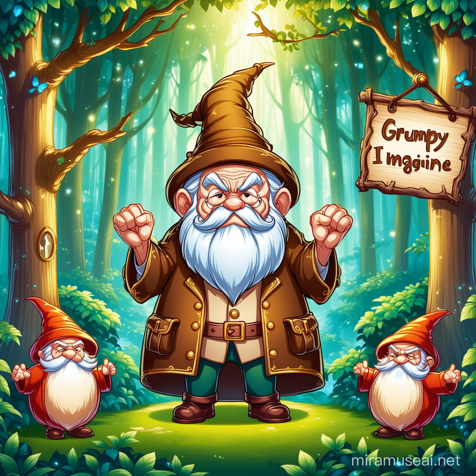 Enchanted Forest Cartoon Grumpy Old Man in Poseable Prompts