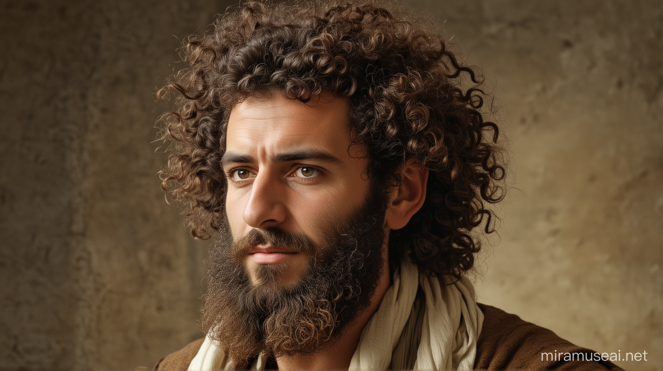 Jewish Man with Thick Hair in Moses Era Attire