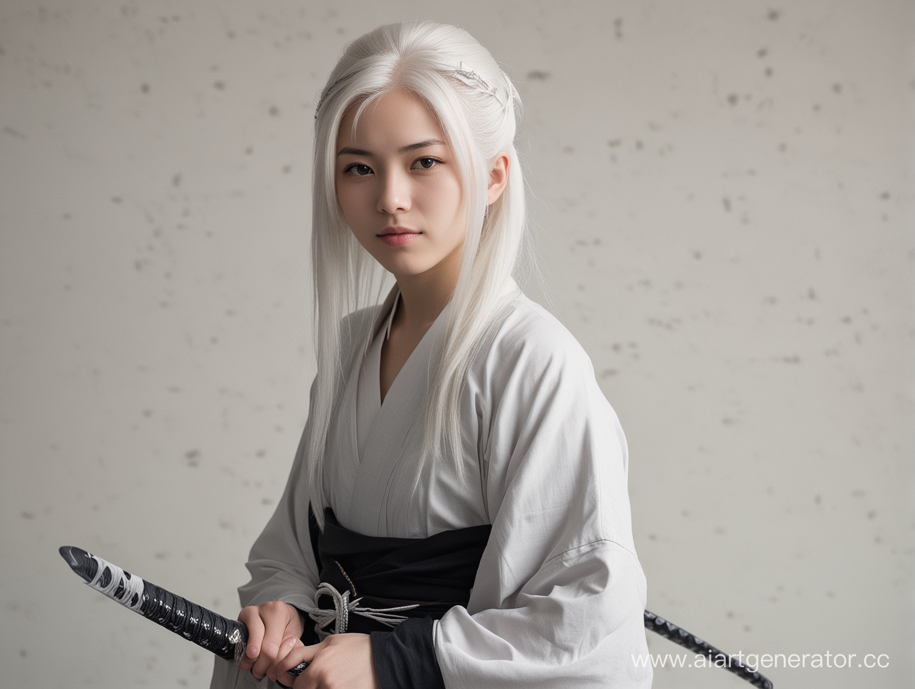 белые волосы, подросток, япония,меч